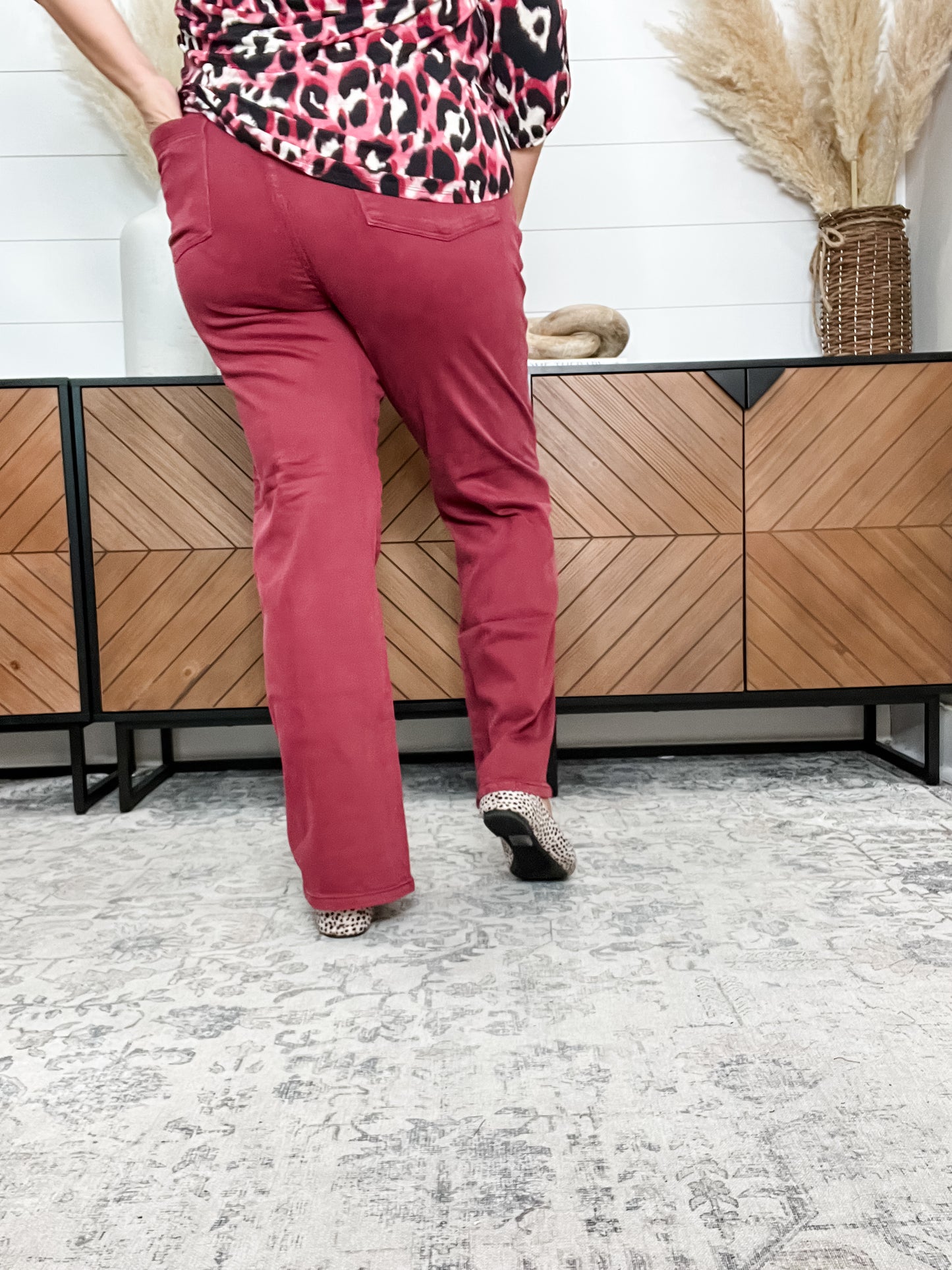 Judy Blue Burgundy Front Seam Straight Leg Jeans