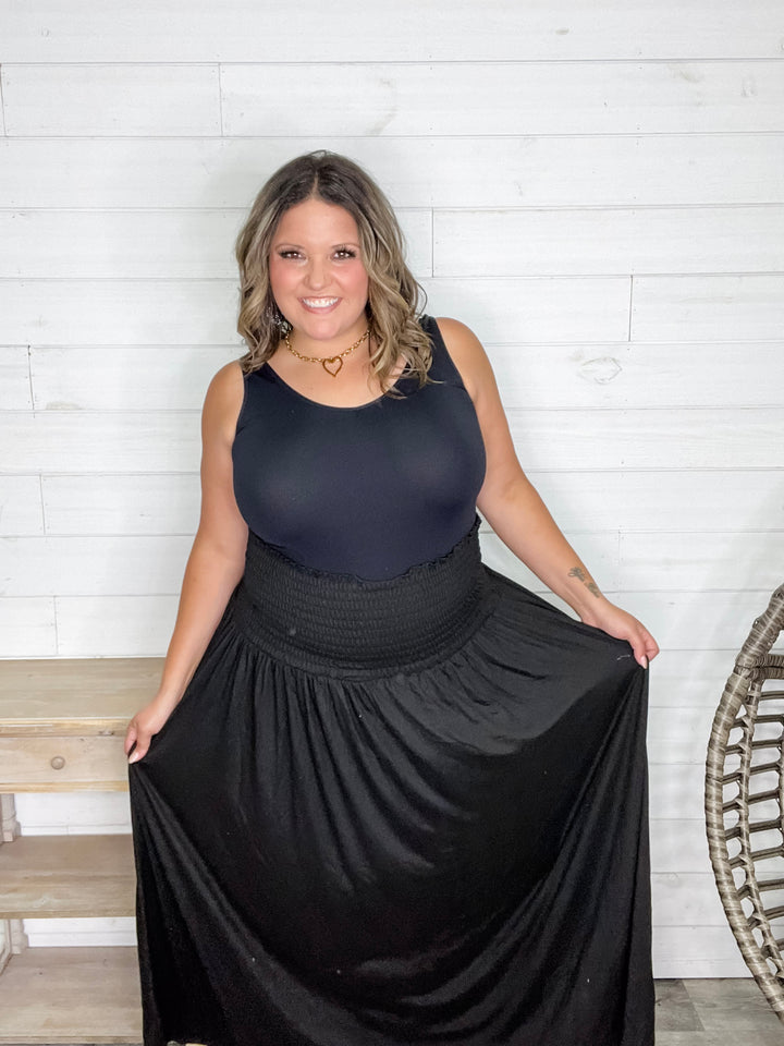 Smocked Waist Maxi Skirt / Tube Dress with Pockets