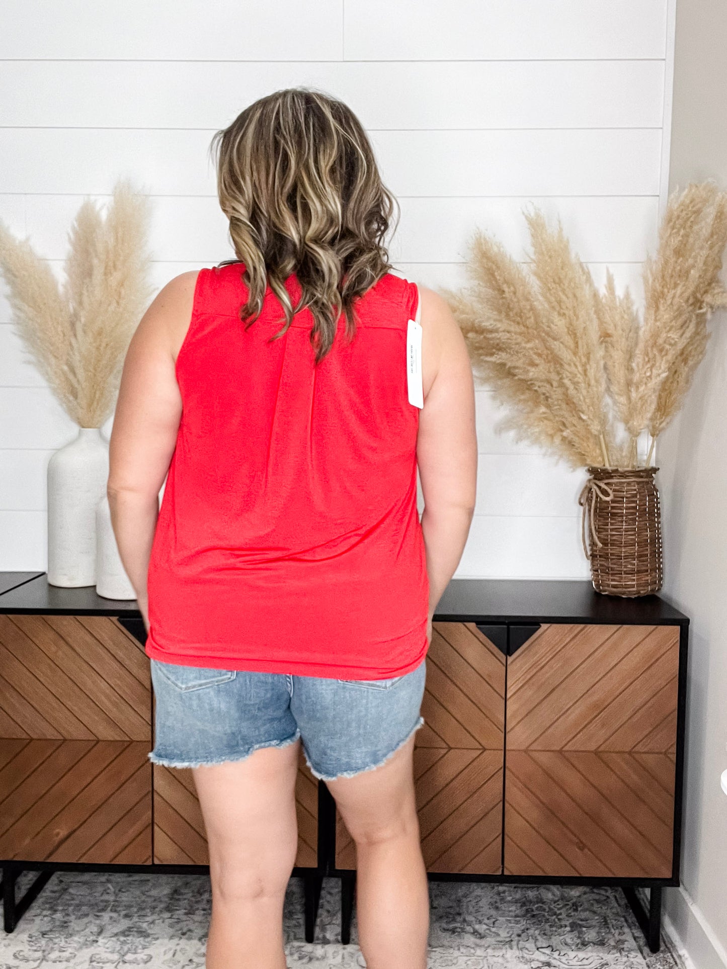 "Charming" Wrap Front Tank (Red)
