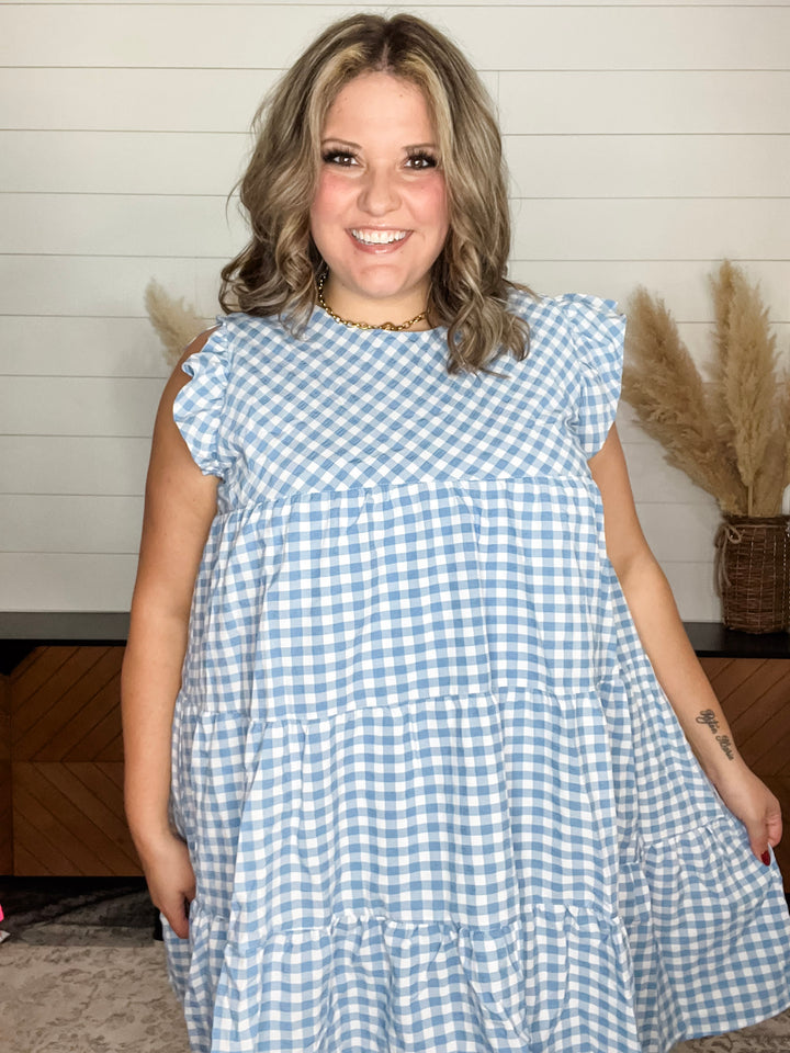 "No Place Like Home" Gingham Tiered Dress