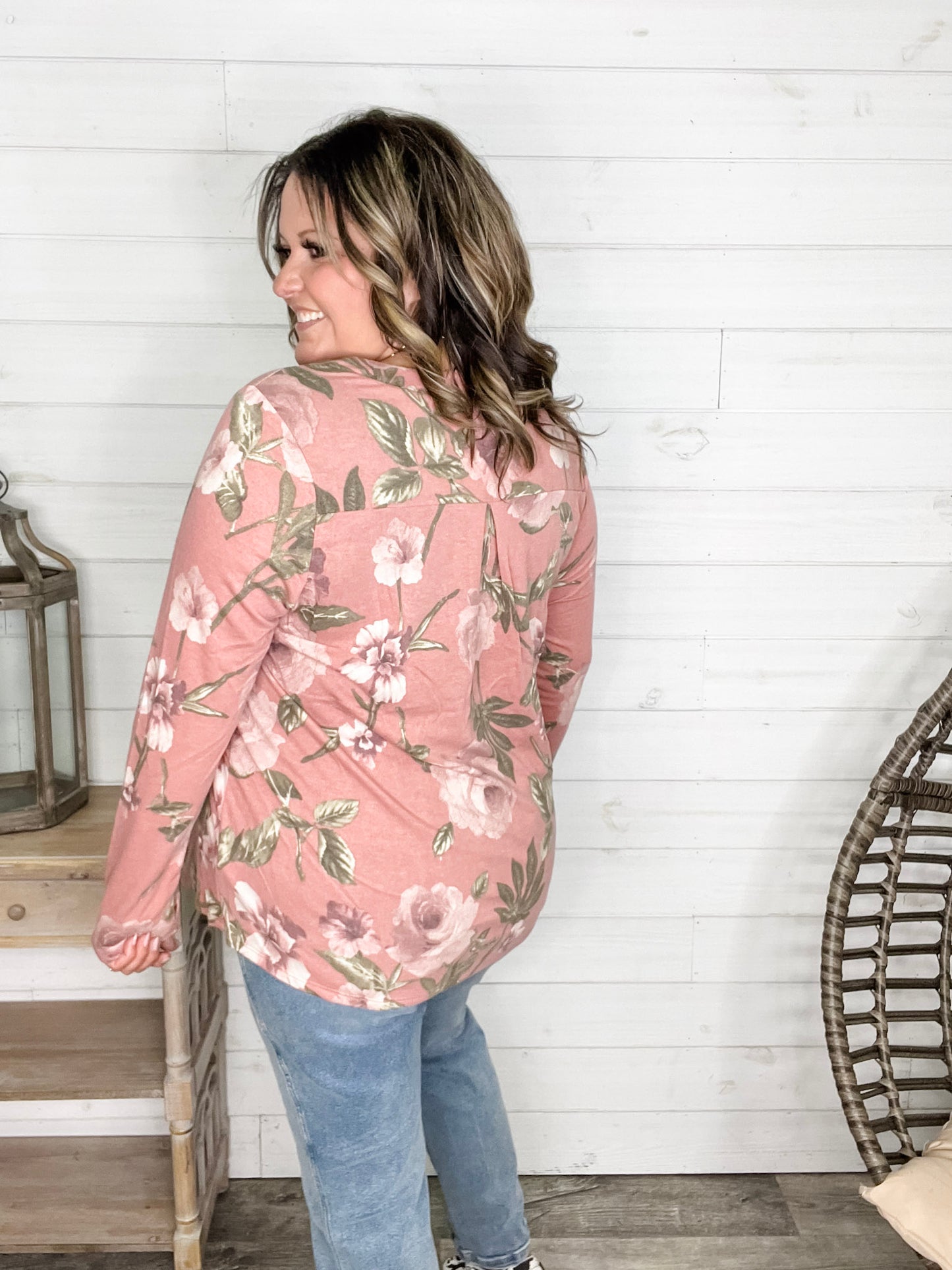 "Western" Long Sleeve Split Neck