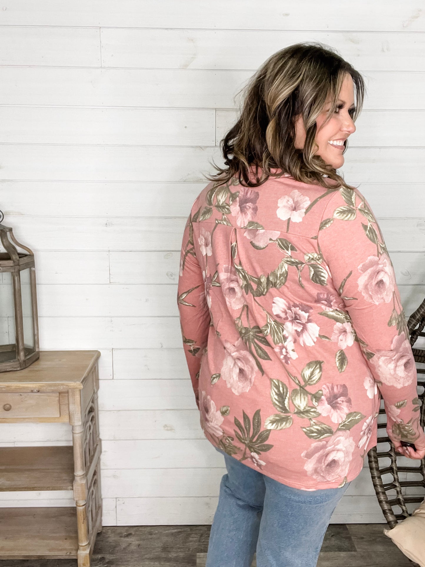 "Western" Long Sleeve Split Neck