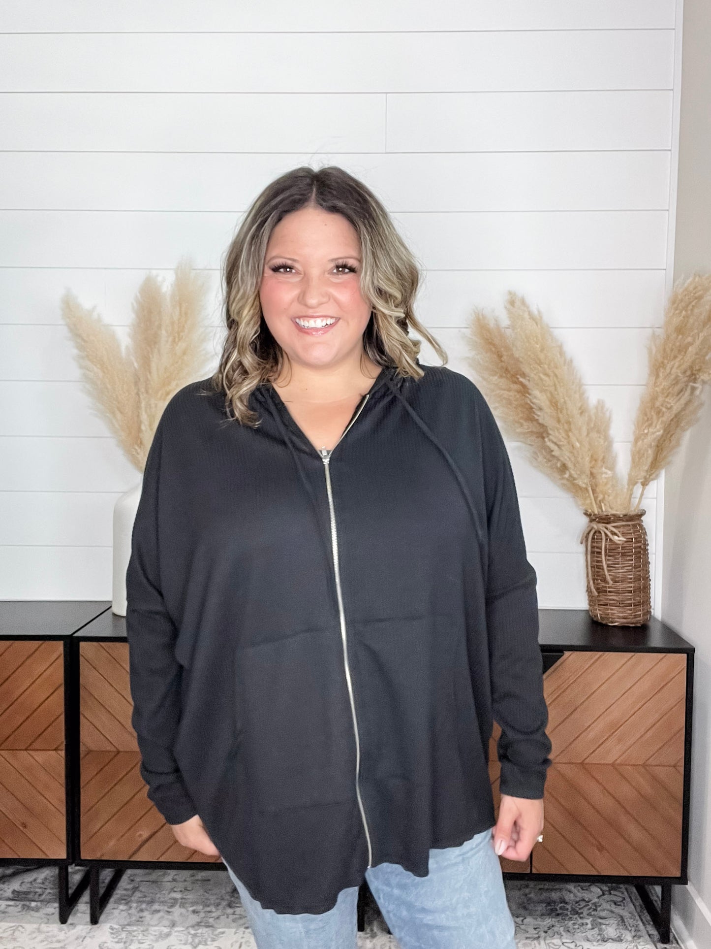 "Rambler" Oversized Corded Zip Up Hoodie (Multiple Colors)