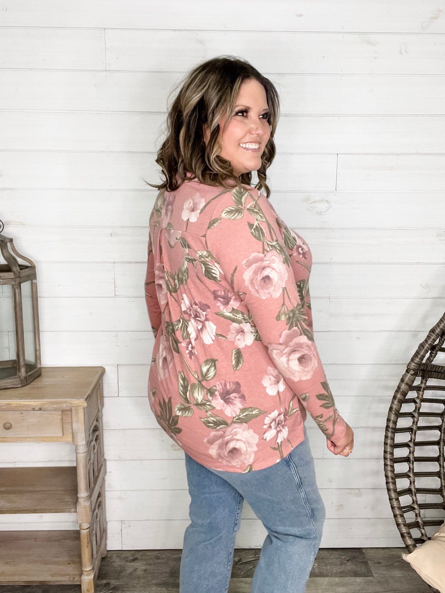 "Western" Long Sleeve Split Neck