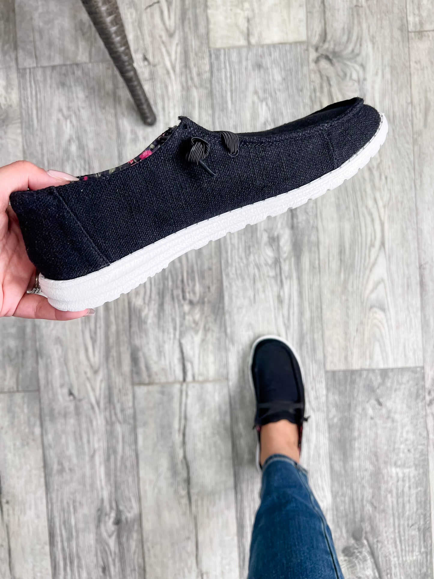 Holly By Very G Soft As Clouds Slip On (Black with Black Laces)