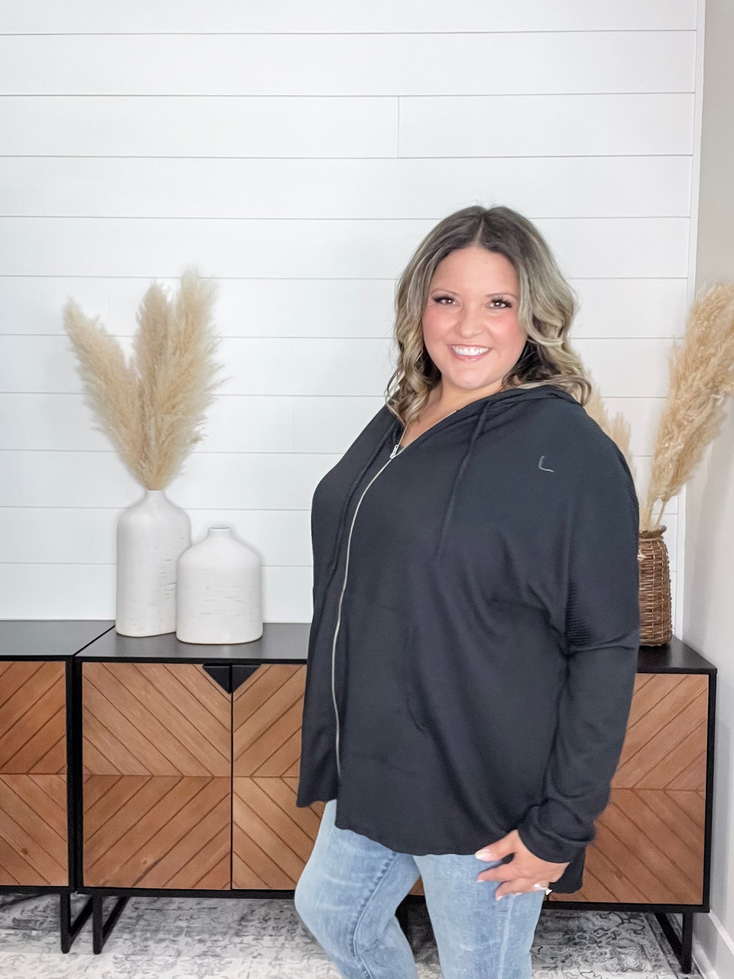 "Rambler" Oversized Corded Zip Up Hoodie (Multiple Colors)