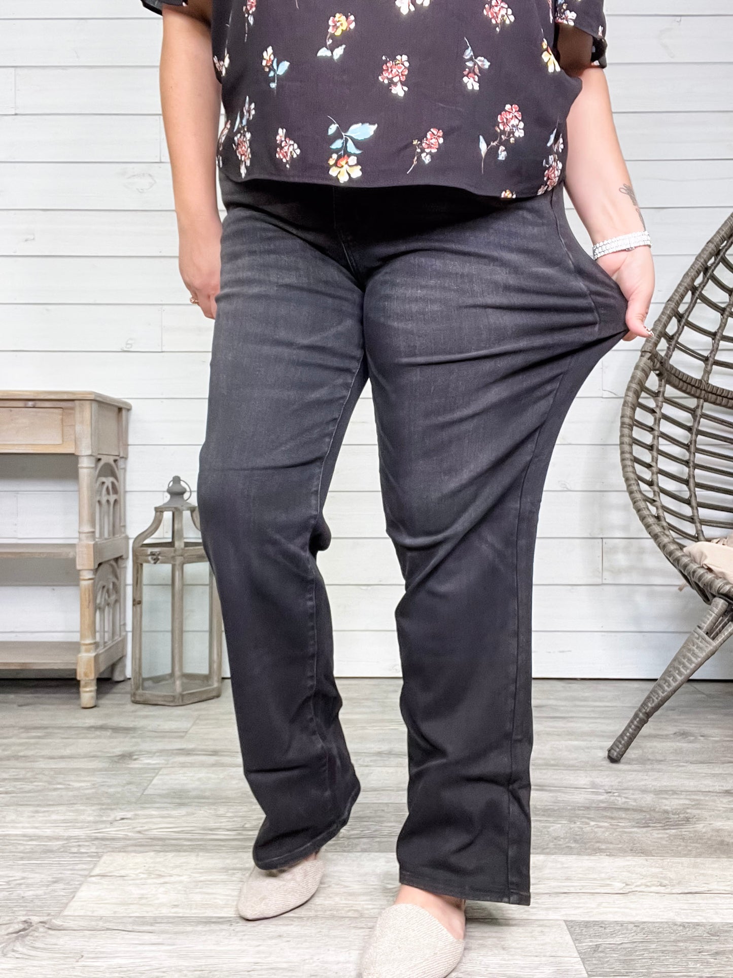 Judy Blue "After Dark" Black Straight Leg Jeans