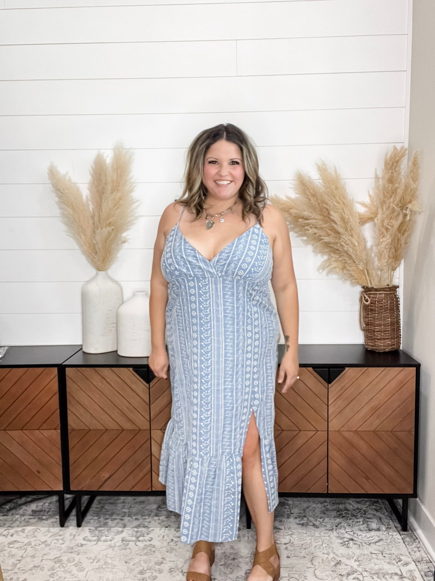 "Small Town" Embroidered Maxi Slip Dress