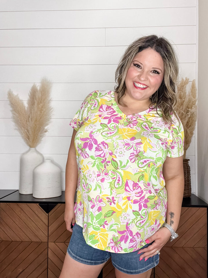 "Boulder" Short Sleeve V Neck Boyfriend Style