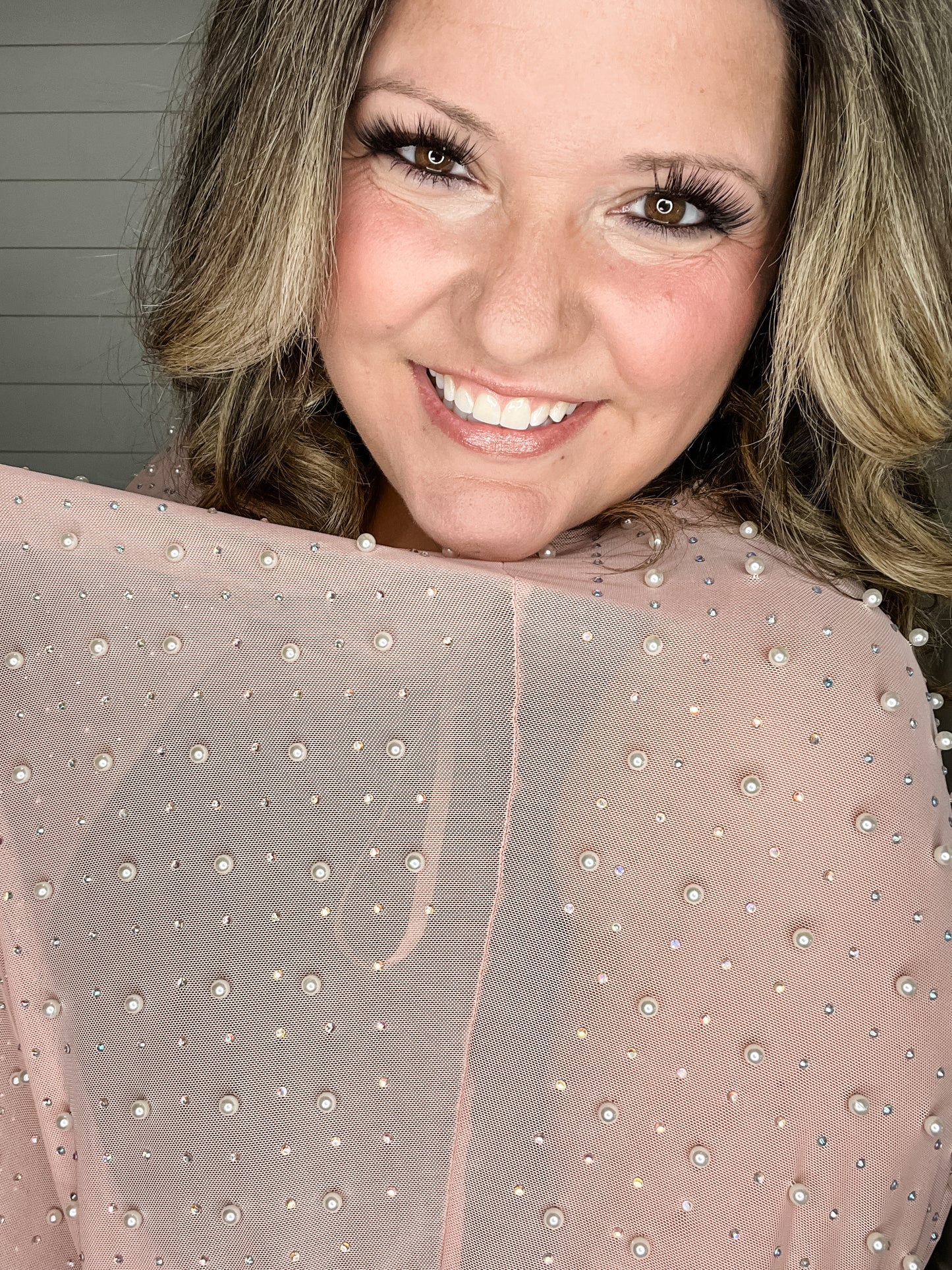 "Glamour" Studs and Pearls Gauzy Cardigan (Multiple Colors)