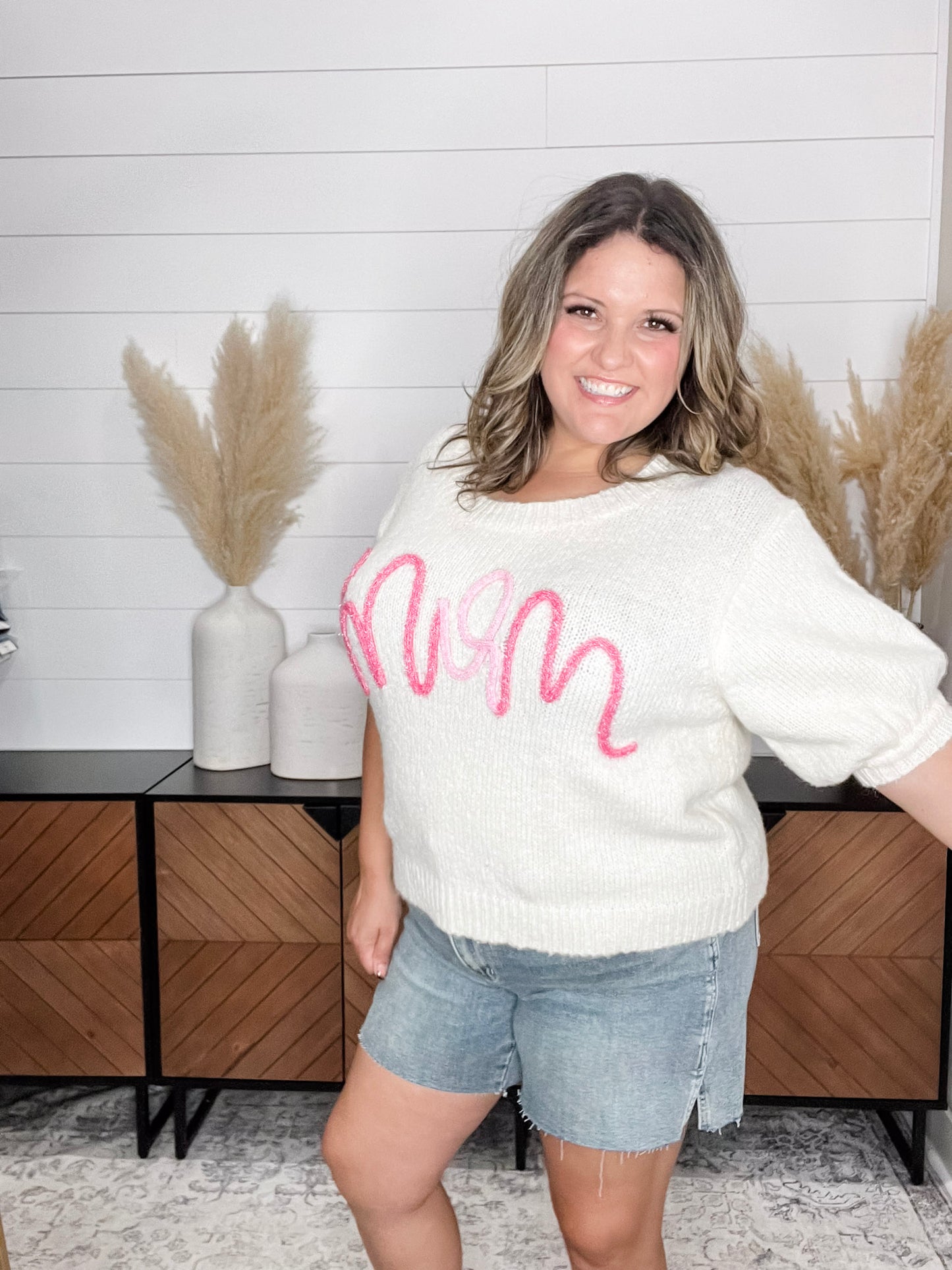 "Mom" Short Sleeve Sweater