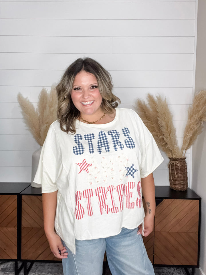 Patchwork "Stars & Stripes" Oversized Short Sleeve