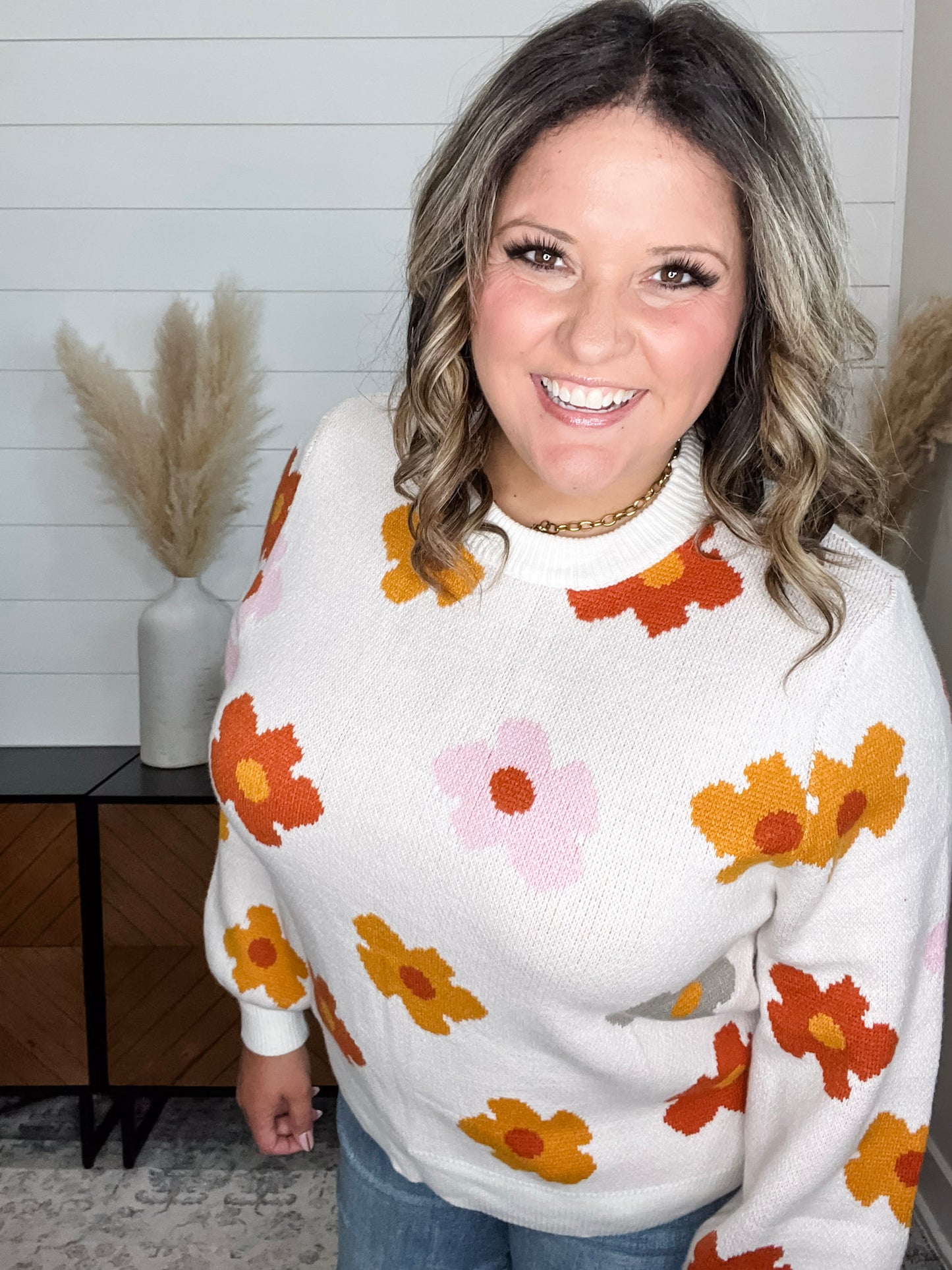 "Felicia" Fall Floral Long Sleeve Sweater