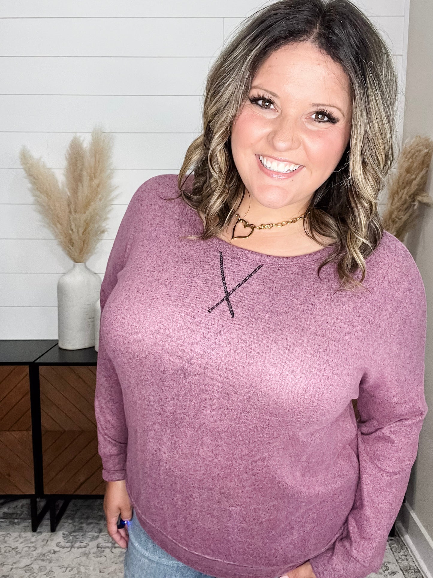 "Hopeful" Long Sleeve Weekender (Mauve)
