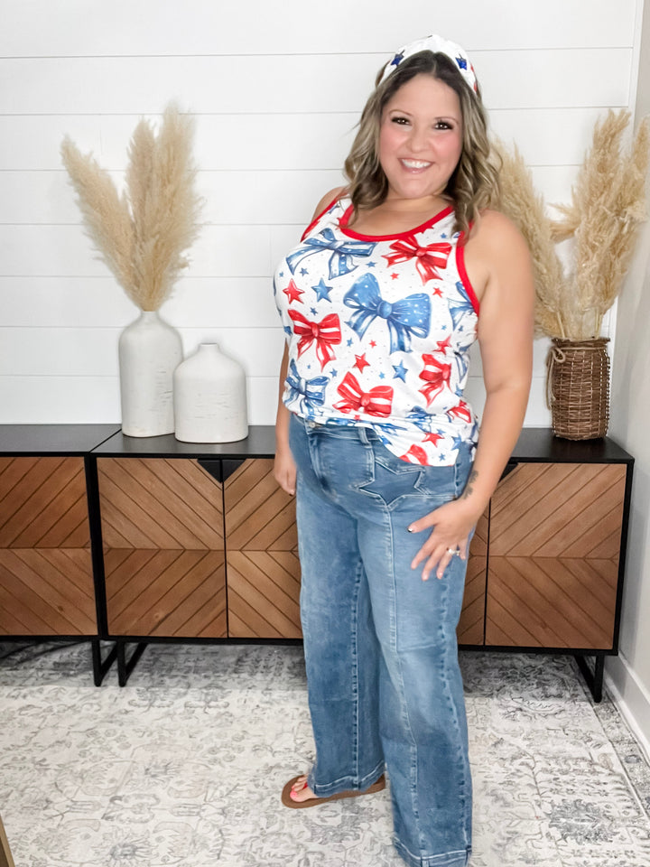 Judy Blue Star Detail Wide Leg Jeans