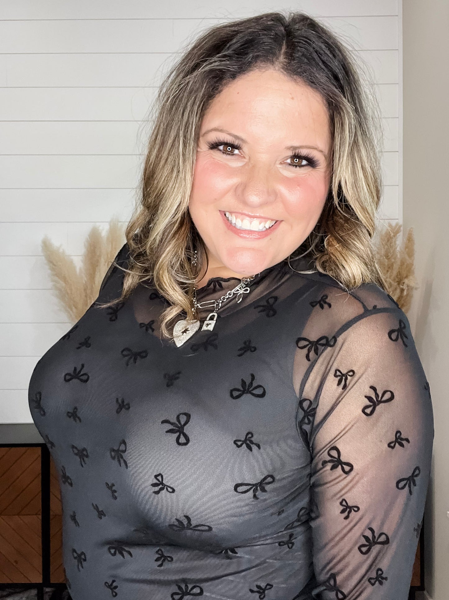 "Tidy" Long Sleeve Mock Neck with Bow Details