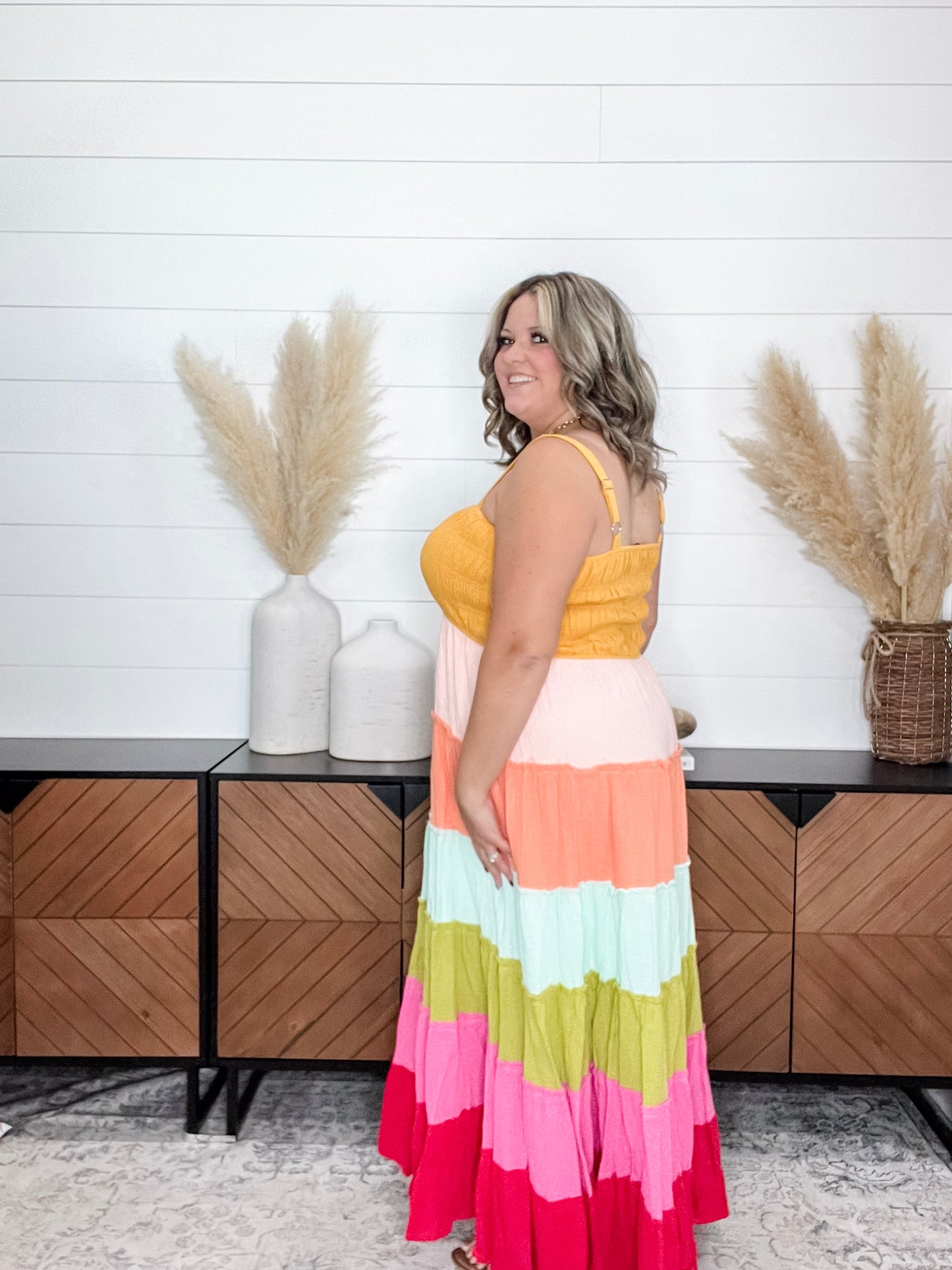 "Sweetness" Smocked Adjustable Strap Maxi Dress