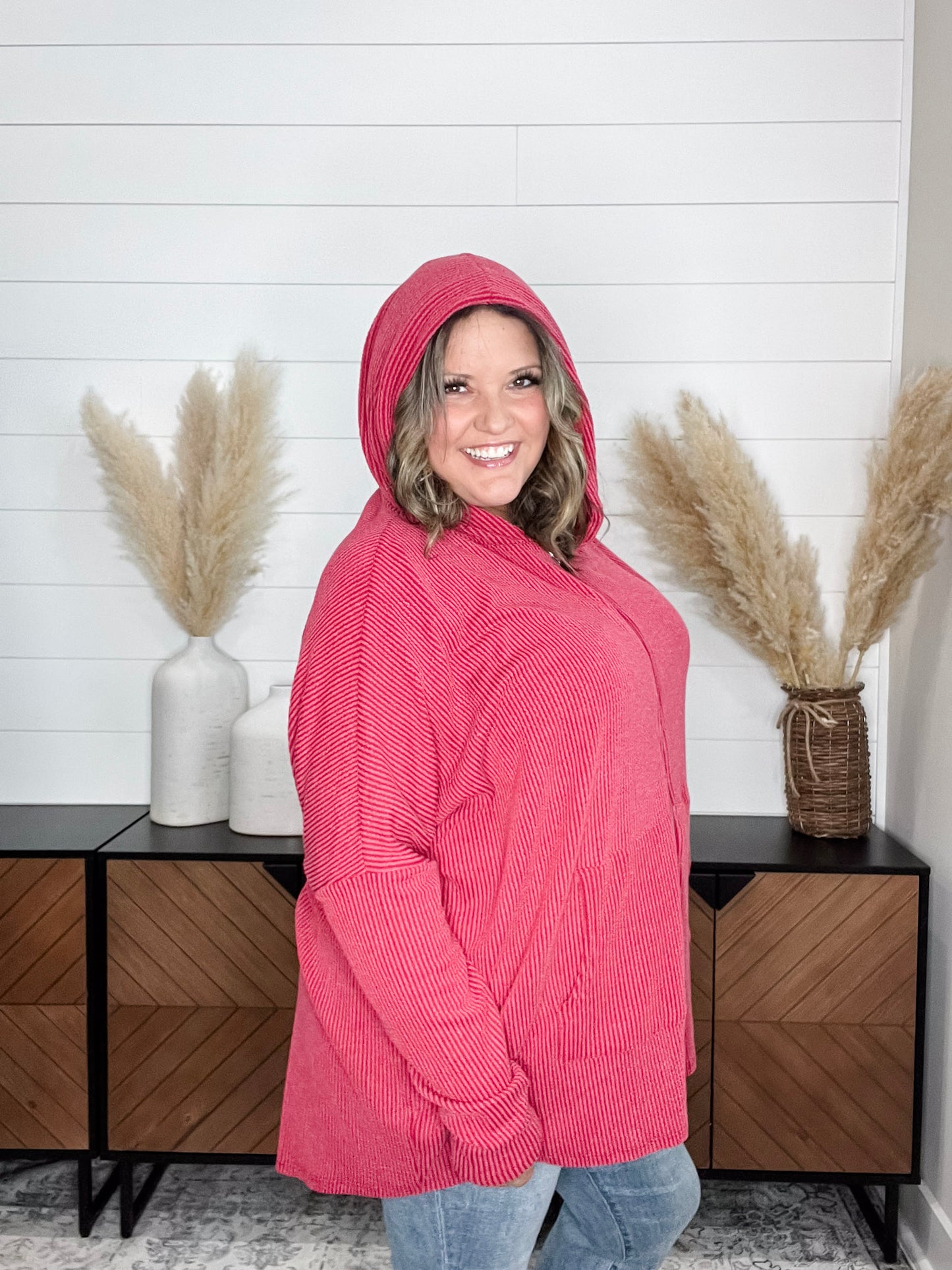 "Rambler" Oversized Corded Zip Up Hoodie (Multiple Colors)