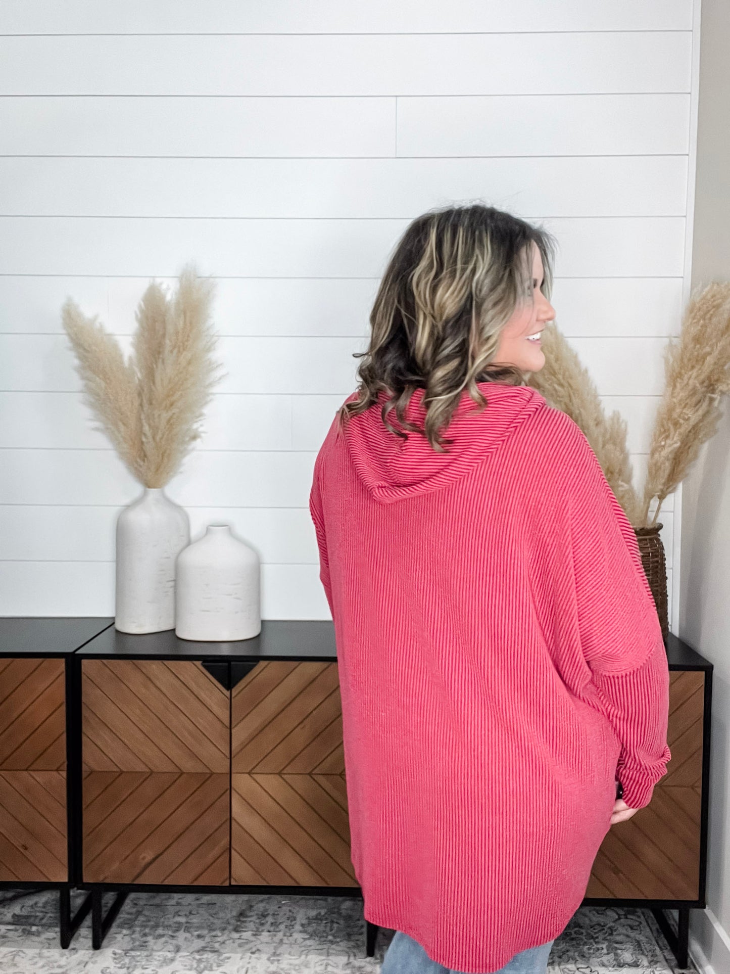 "Rambler" Oversized Corded Zip Up Hoodie (Multiple Colors)