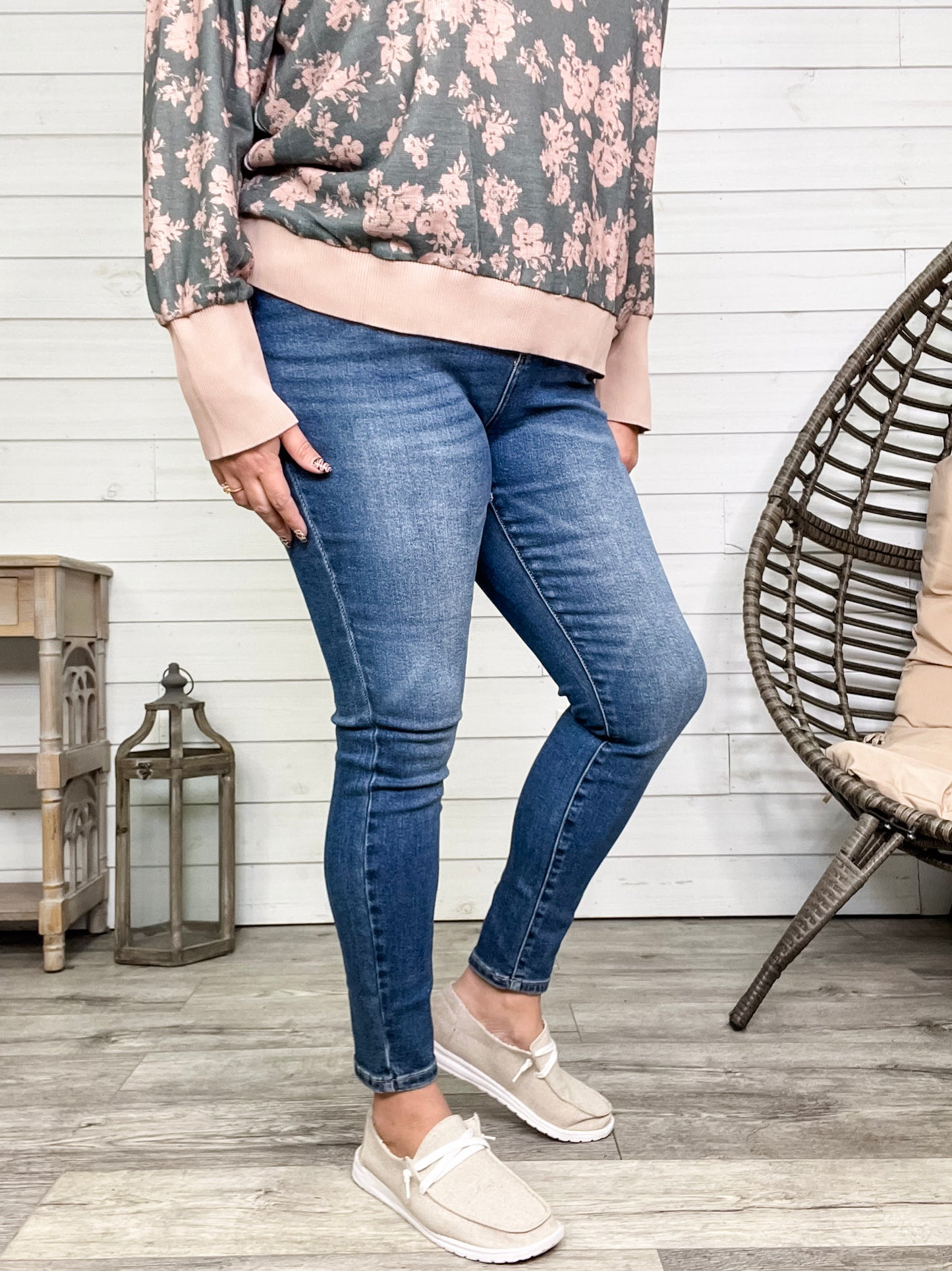 Judy Blue "Yoked and Stoked" Dark Wash Yoke Skinny Jeans