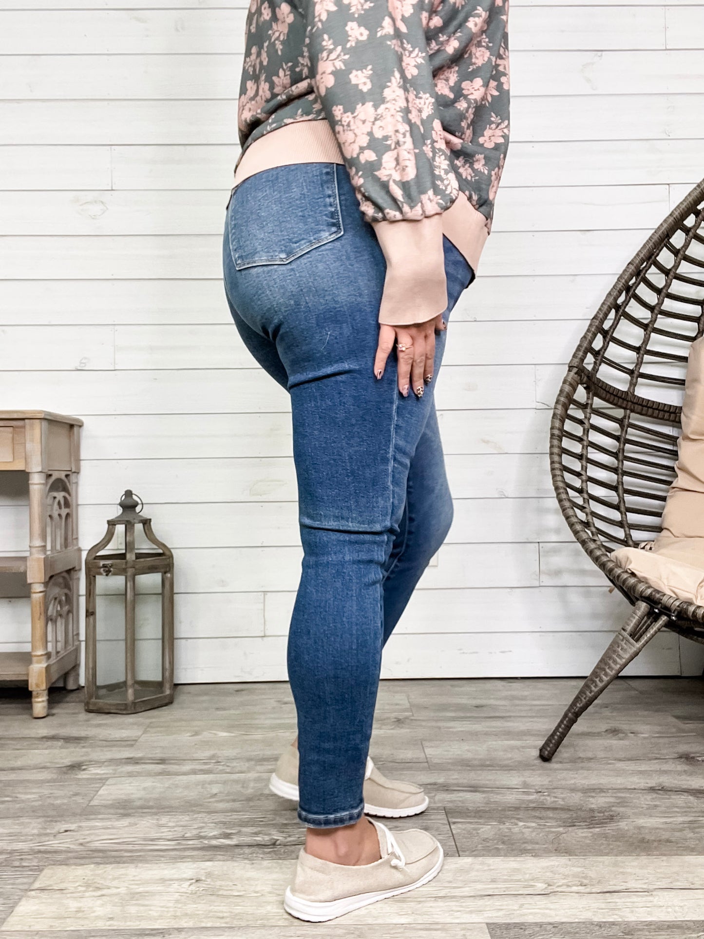 Judy Blue "Yoked and Stoked" Dark Wash Yoke Skinny Jeans