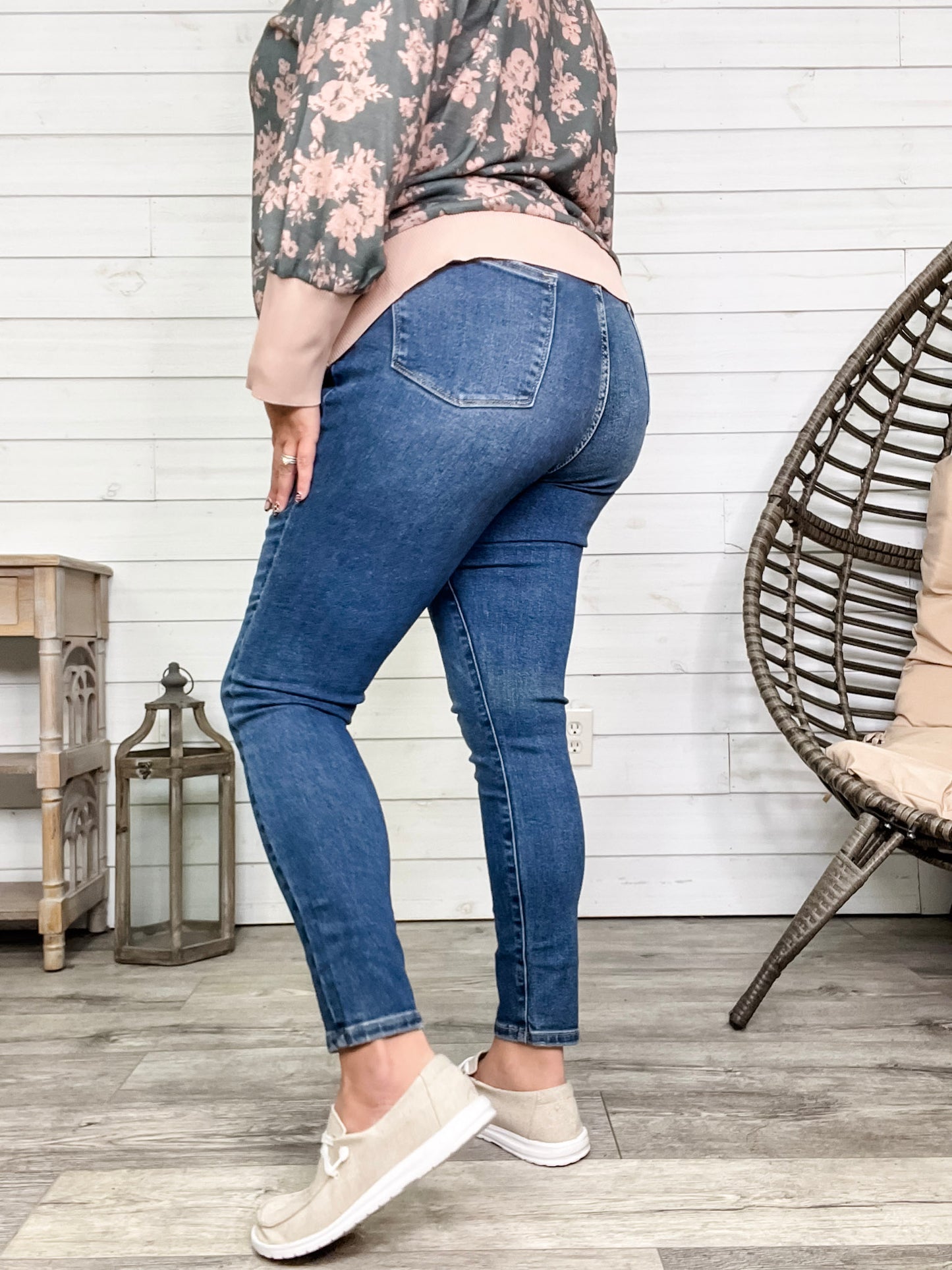 Judy Blue "Yoked and Stoked" Dark Wash Yoke Skinny Jeans