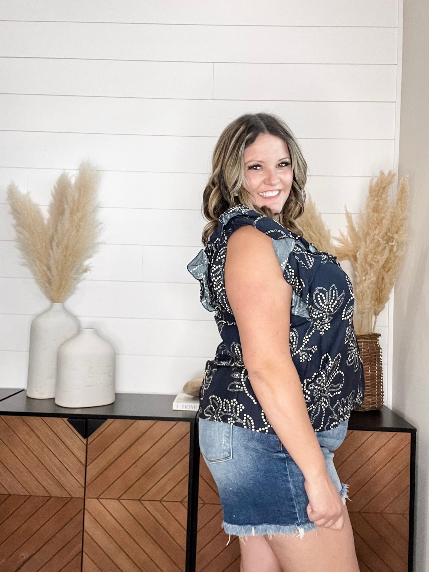 "So You Say" Double Ruffle Cap Sleeve Peasant Style
