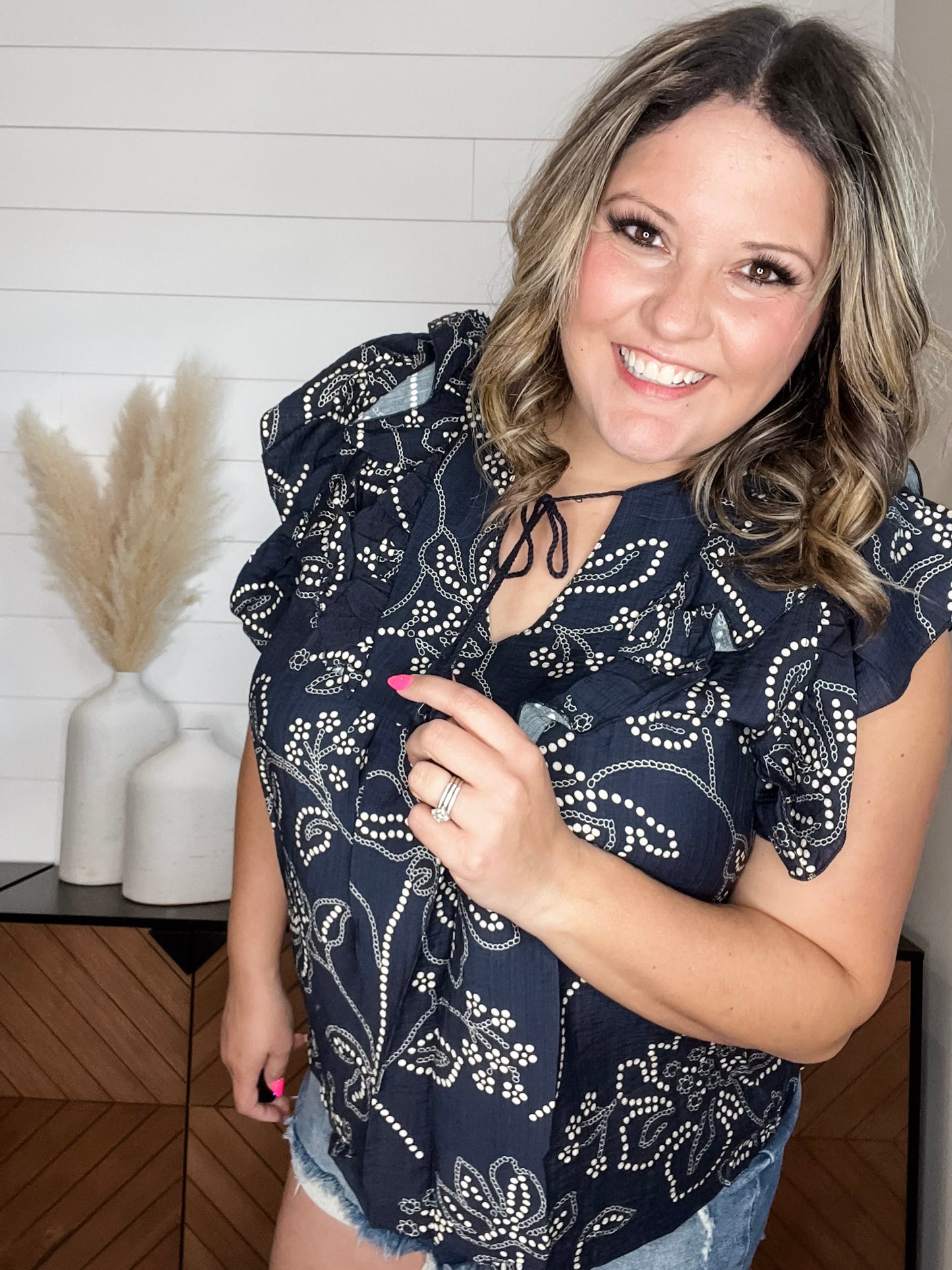 "So You Say" Double Ruffle Cap Sleeve Peasant Style