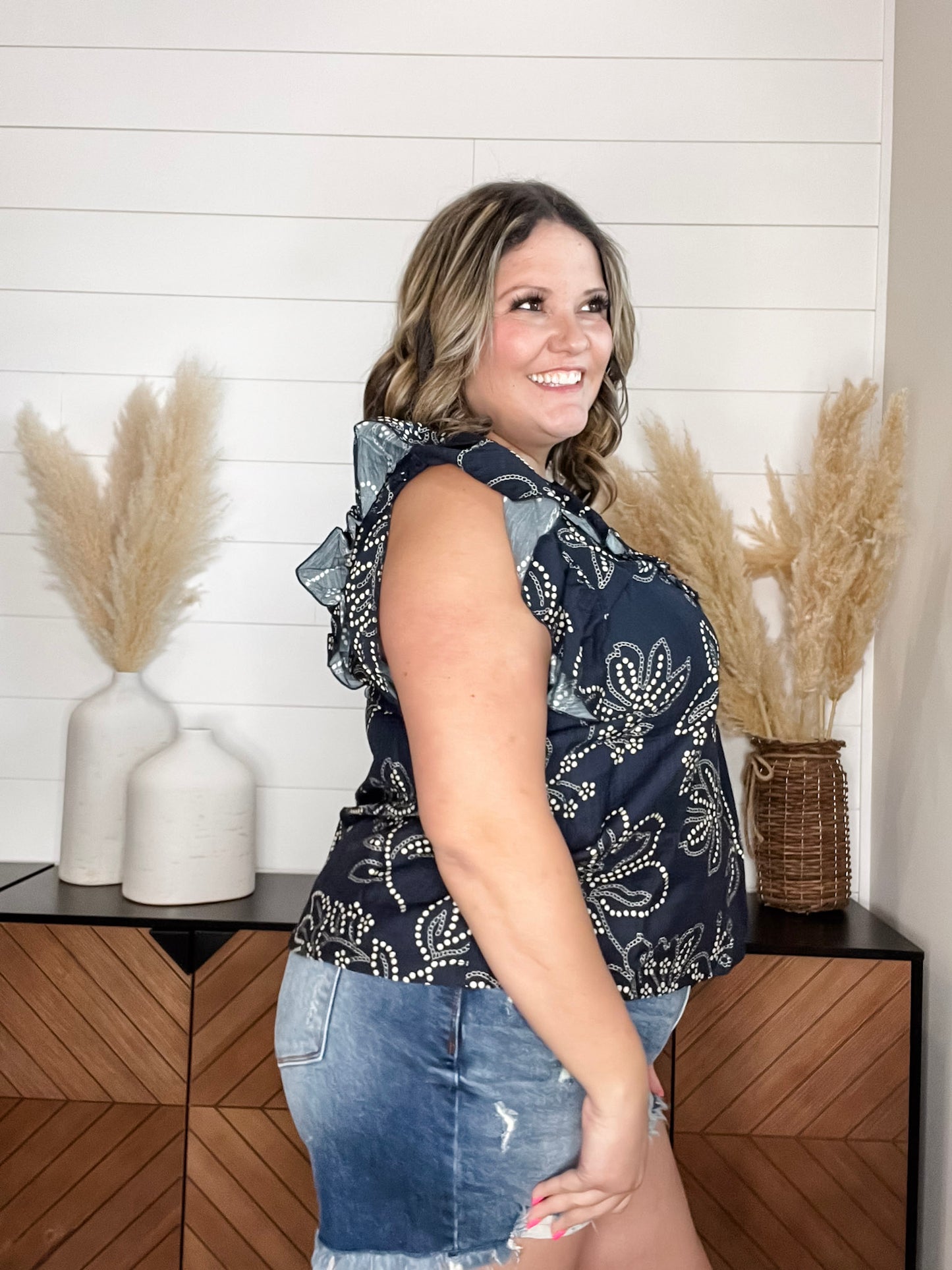"So You Say" Double Ruffle Cap Sleeve Peasant Style