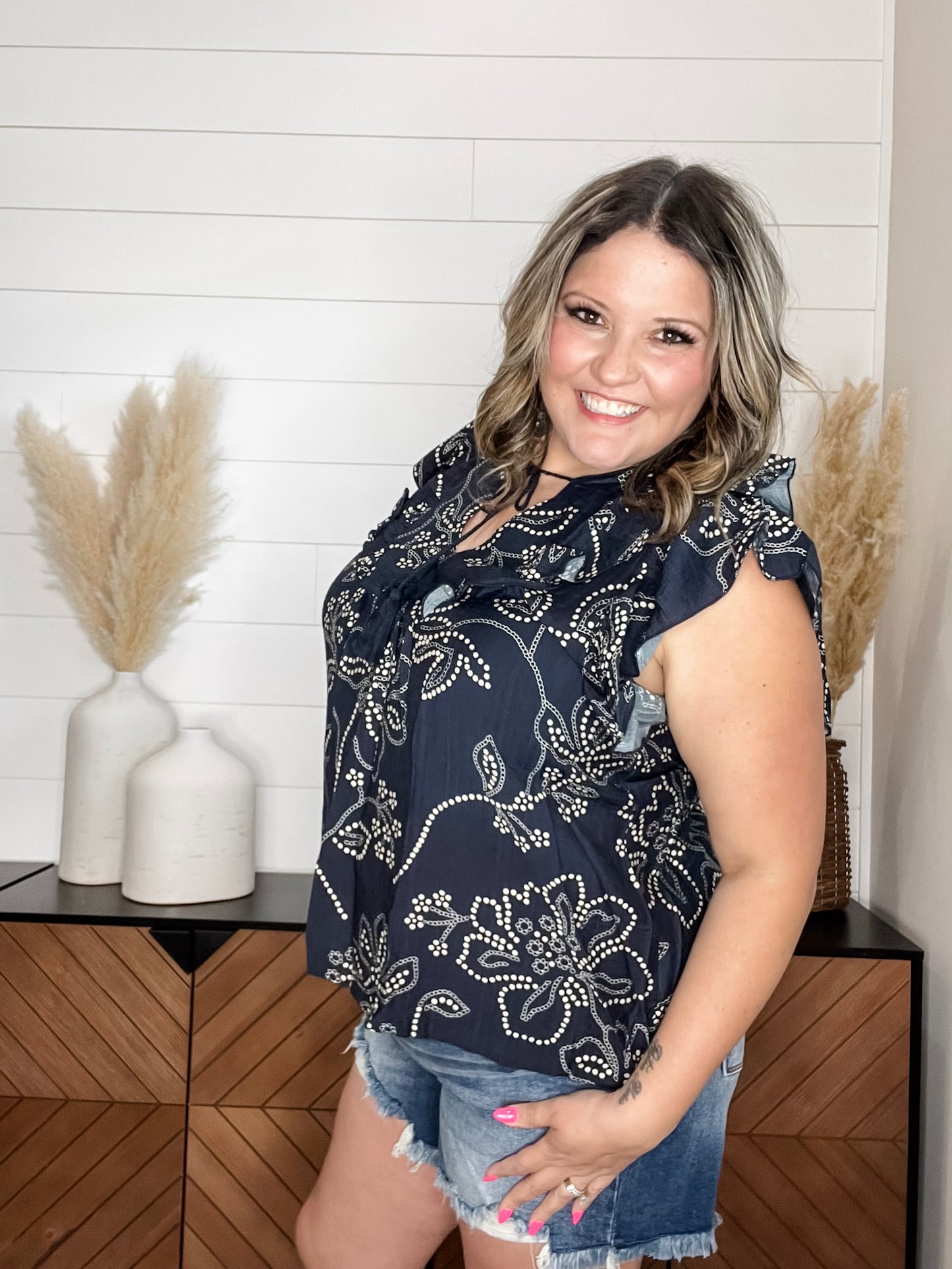 "So You Say" Double Ruffle Cap Sleeve Peasant Style