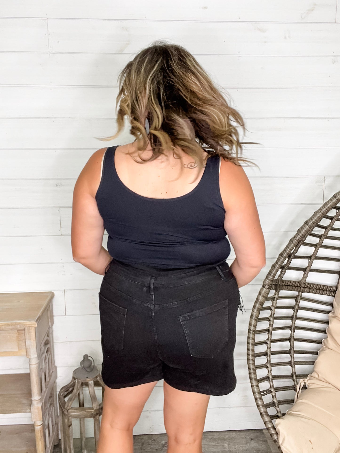 "Blaine" Double Button Shiny Pocket Fringe Shorts