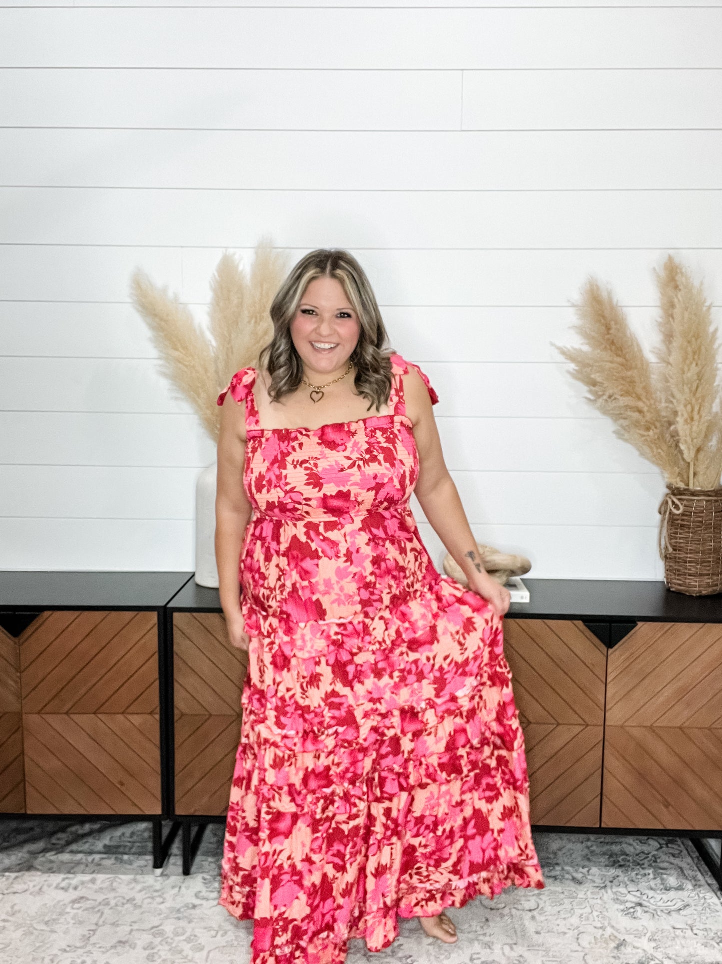 "Cabana" Smocked Floral Ruffle Tiered Maxi Dress