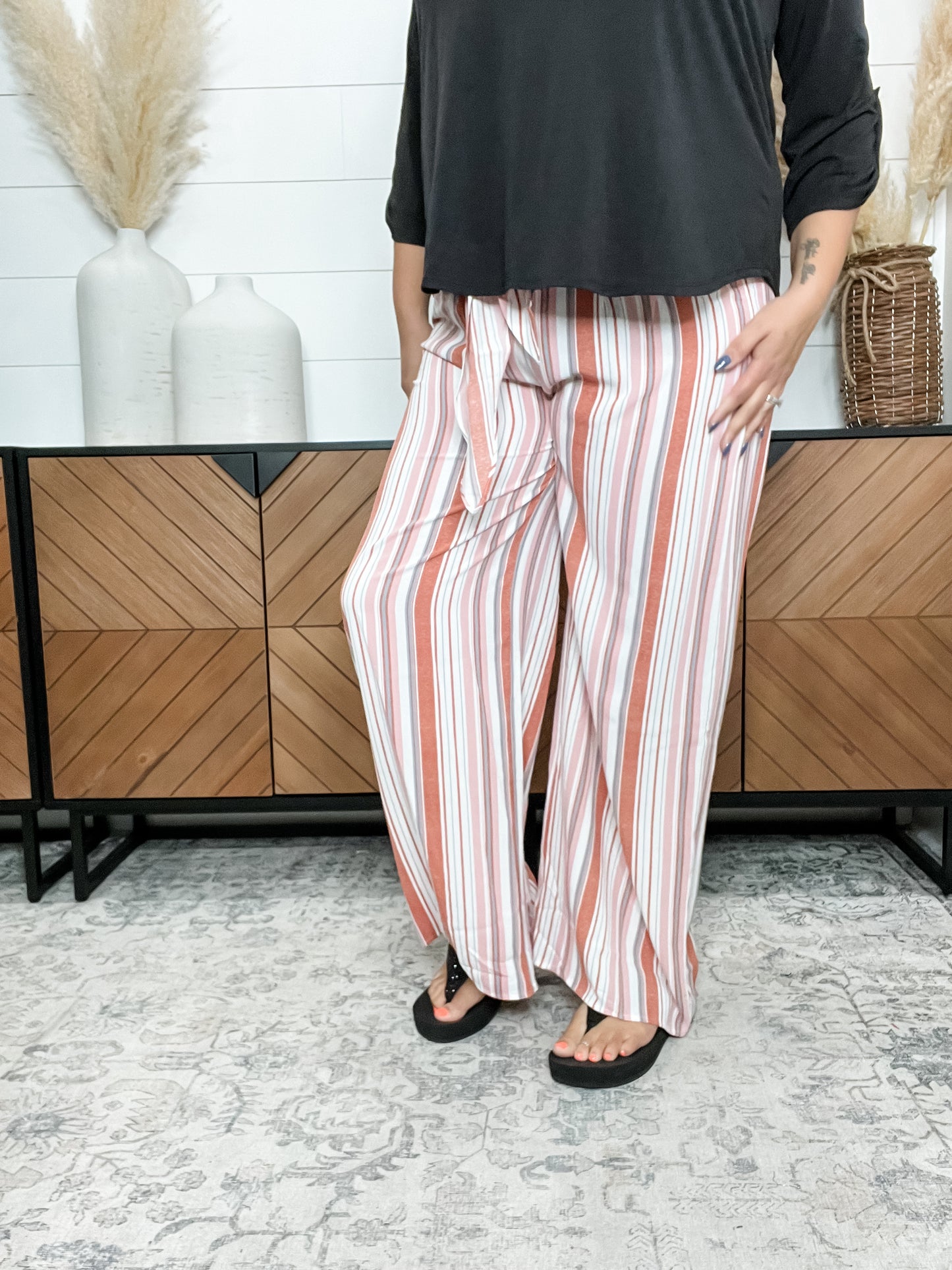 "Baton Rouge" Stripe Casual Wide Leg Pants