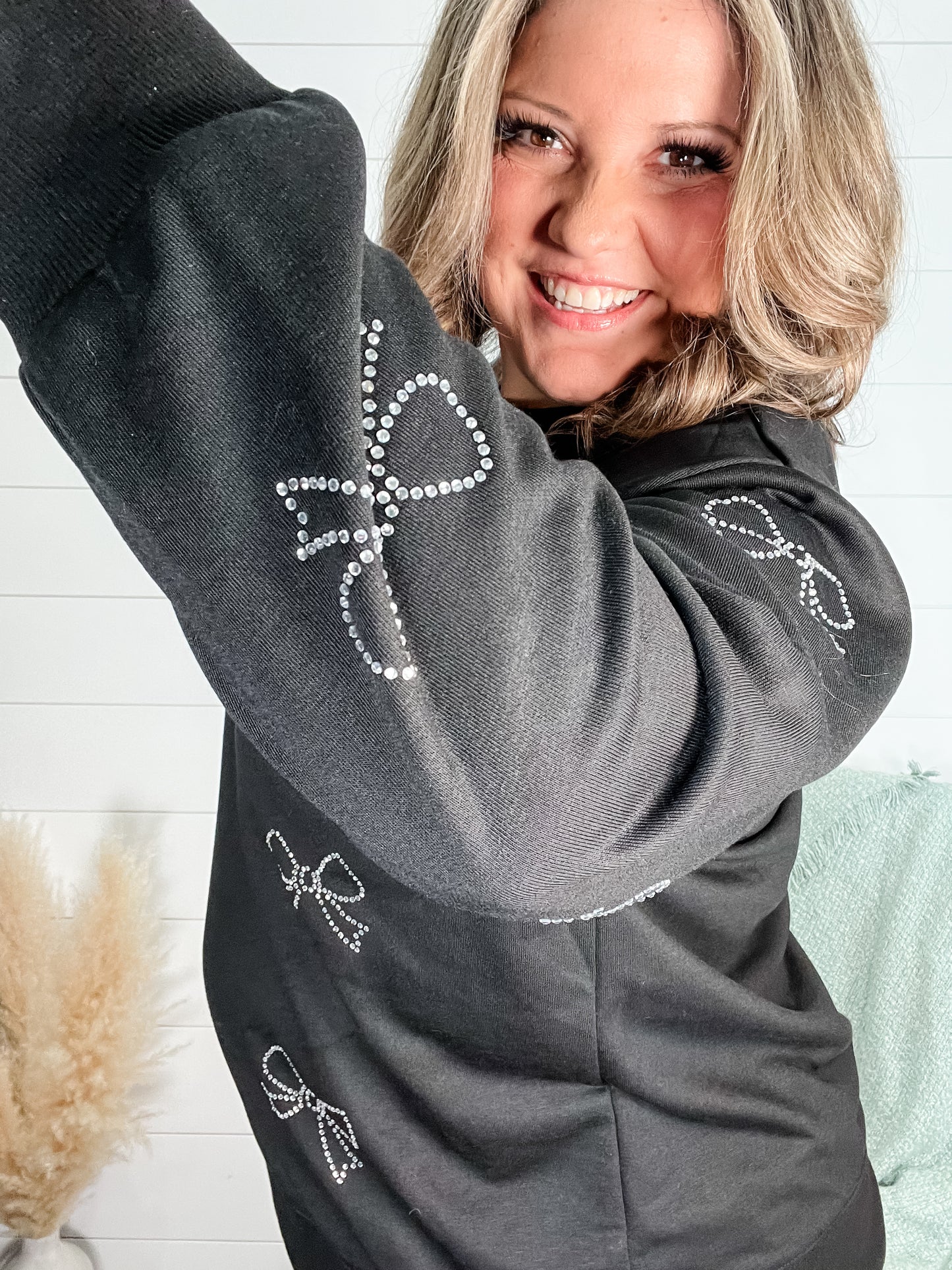 Rhinestone Bow Crew neck