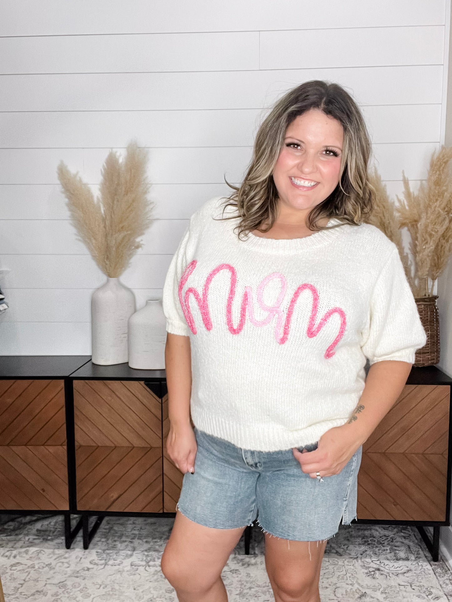 "Mom" Short Sleeve Sweater