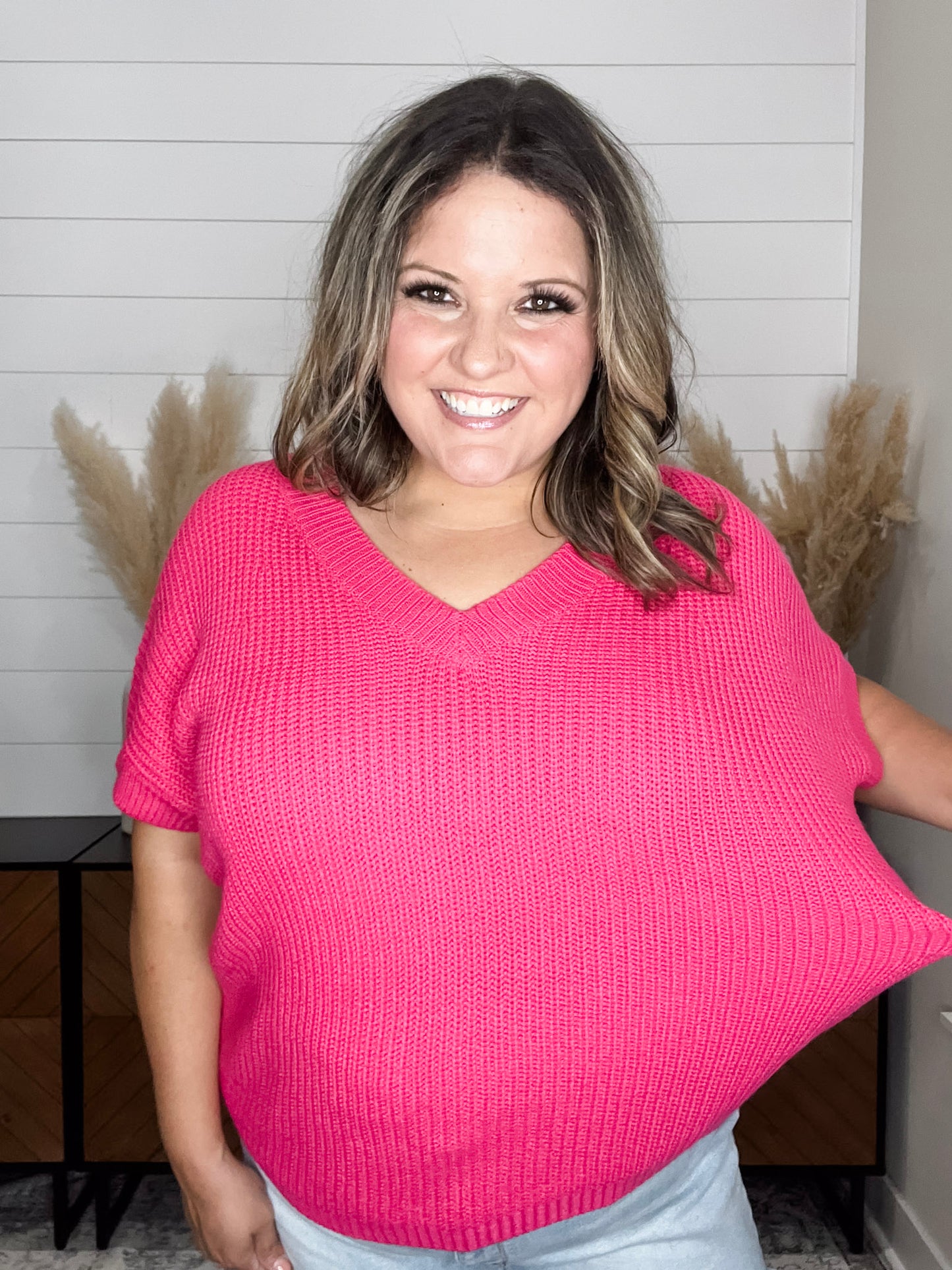 "Catching" Dolman Style V Neck Sweater