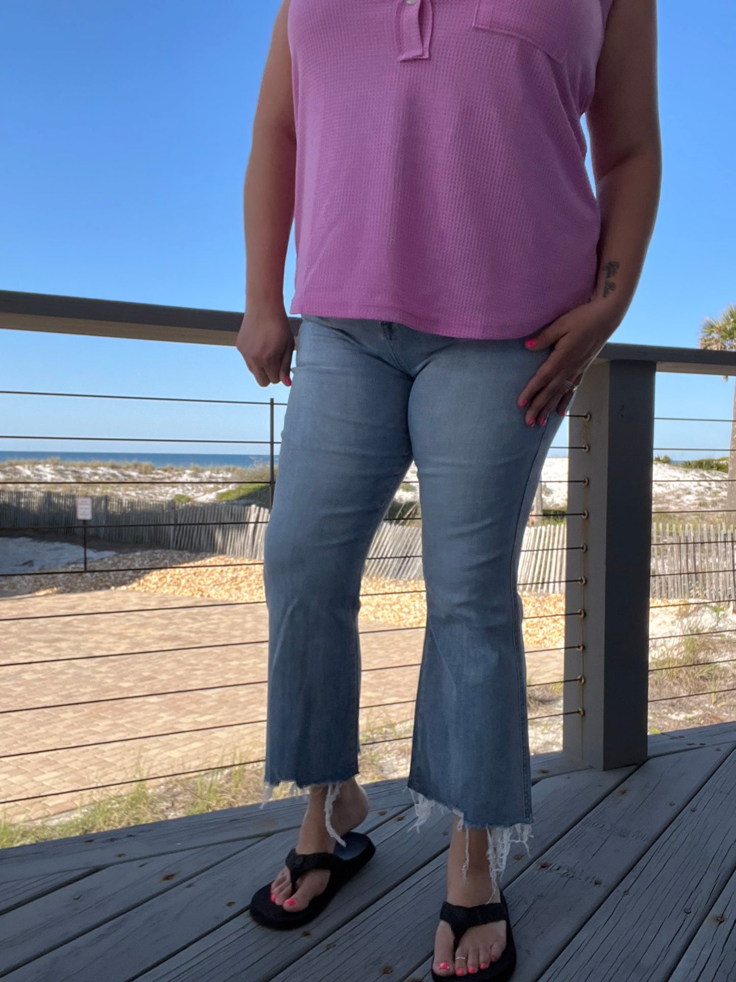 Mica Denim Light Wash Cropped Kick Flare