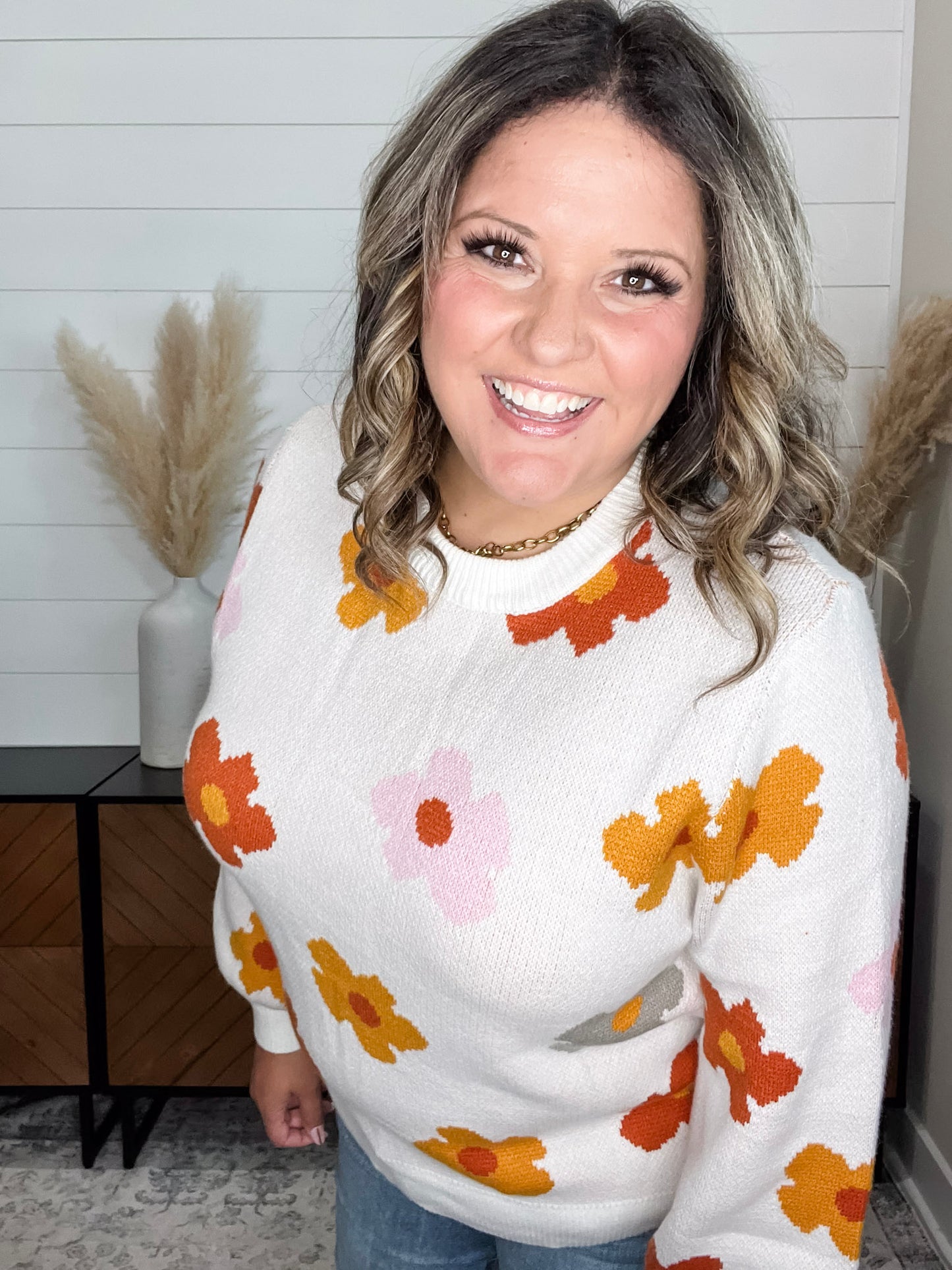 "Felicia" Fall Floral Long Sleeve Sweater