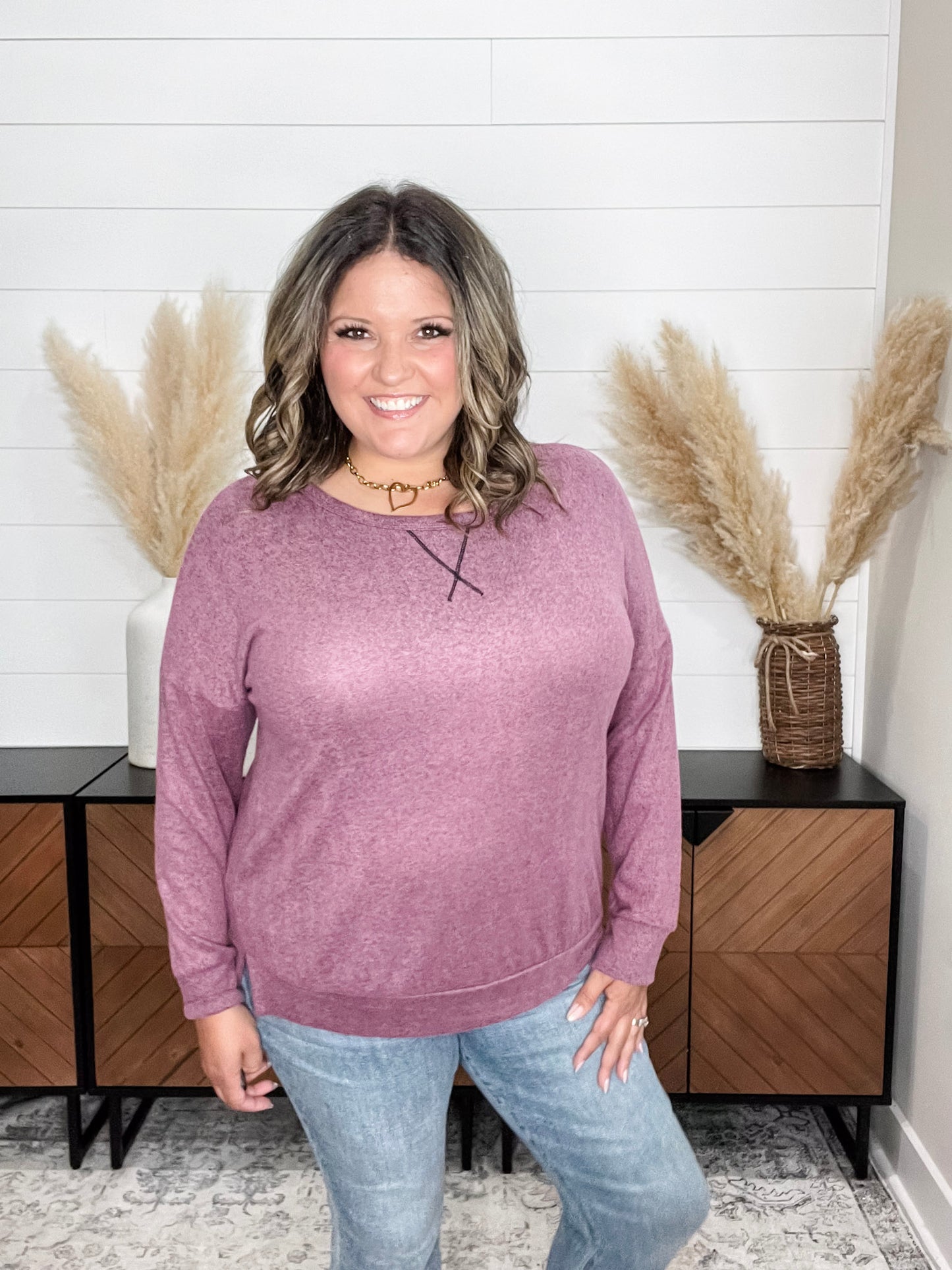 "Hopeful" Long Sleeve Weekender (Mauve)