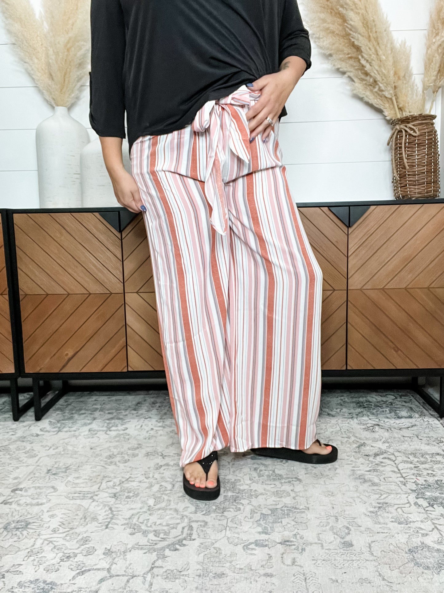 "Baton Rouge" Stripe Casual Wide Leg Pants