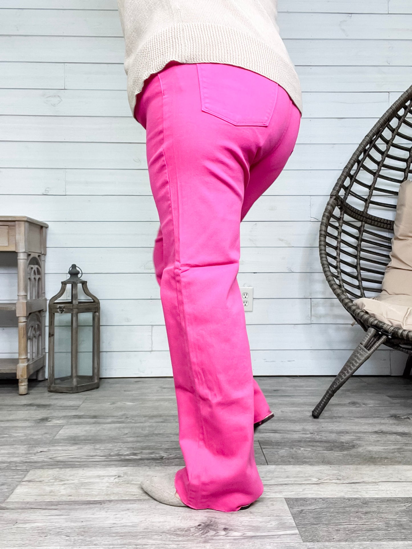 Judy Blue "Where's Ken?" Hot Pink Straight Leg Jeans