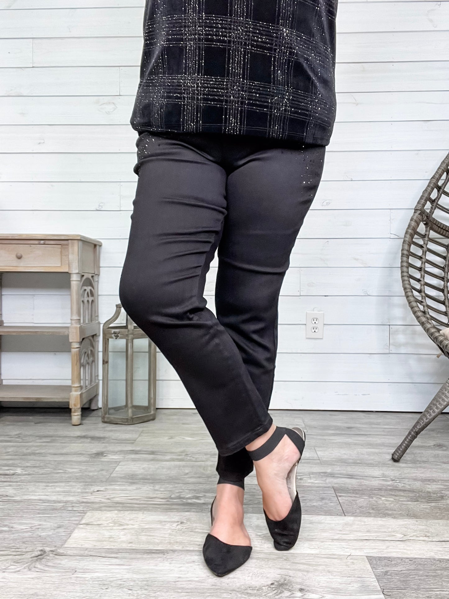 Judy Blue Black Rhinestone Slim Fit Jeans