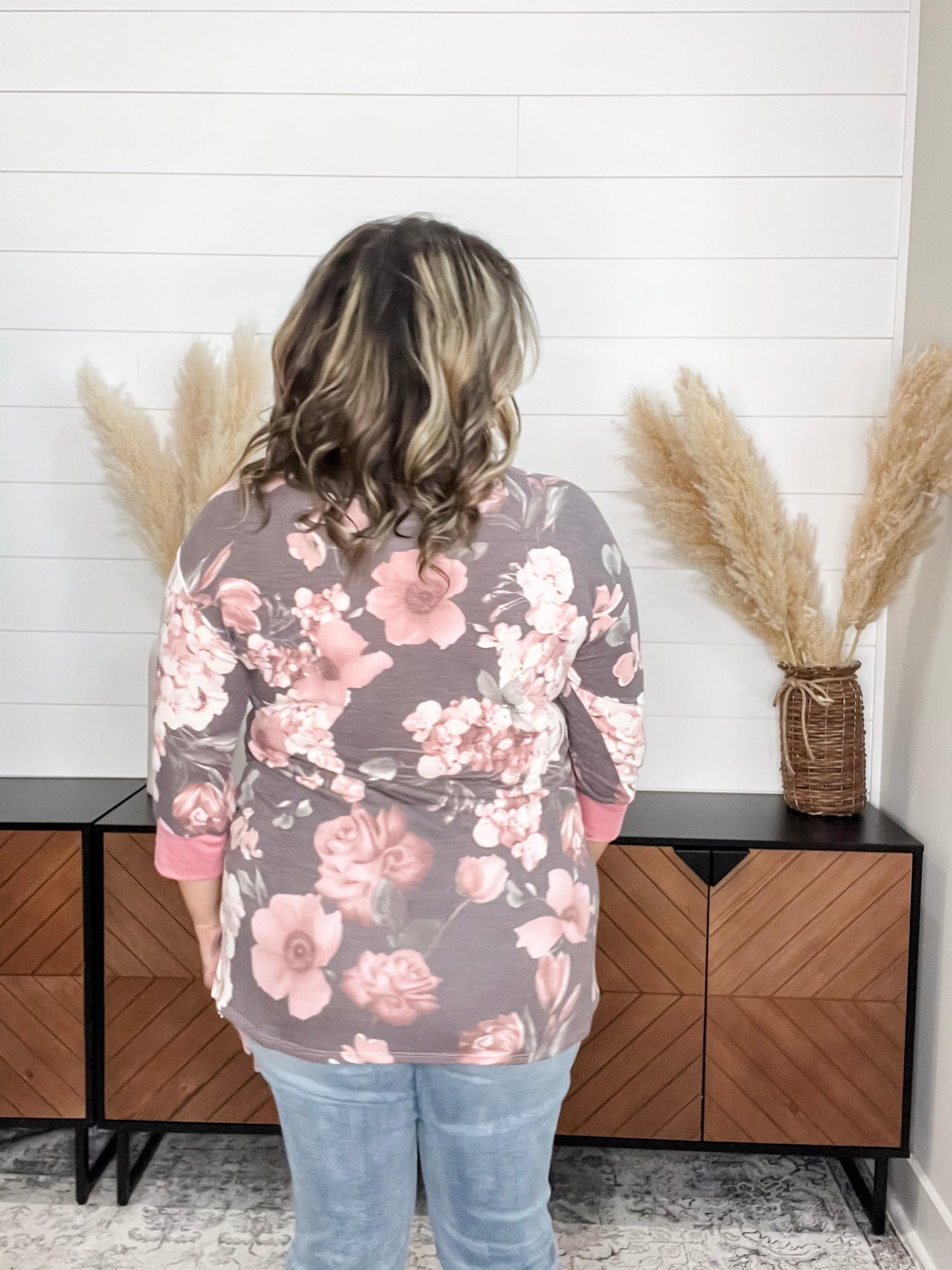 "Strong Enough" Floral 3/4 Sleeve Weekender