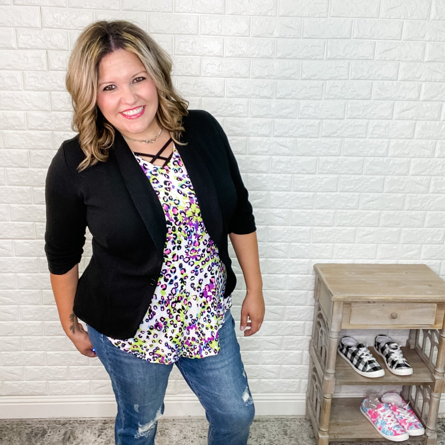 3/4 Scrunch Sleeve One Button Blazer (Multiple Colors)