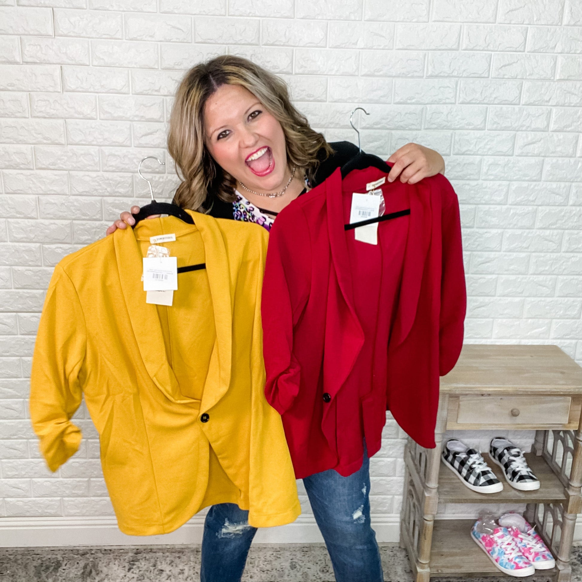 3/4 Scrunch Sleeve One Button Blazer (Multiple Colors)