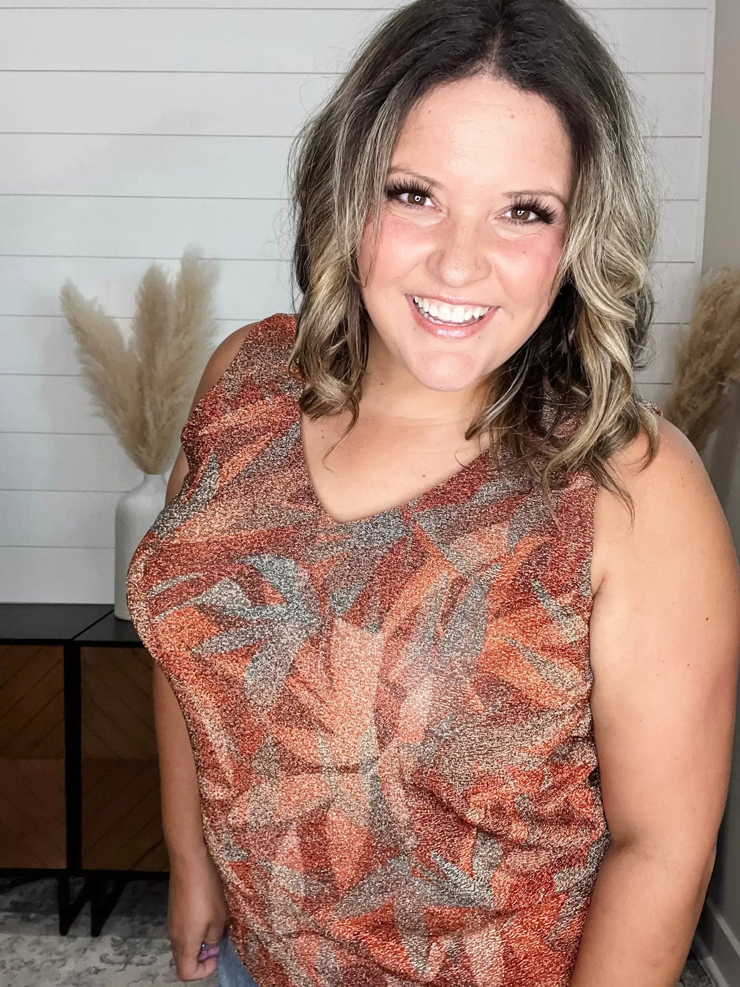 "Stray" Sparkle V Neck Tank Tops