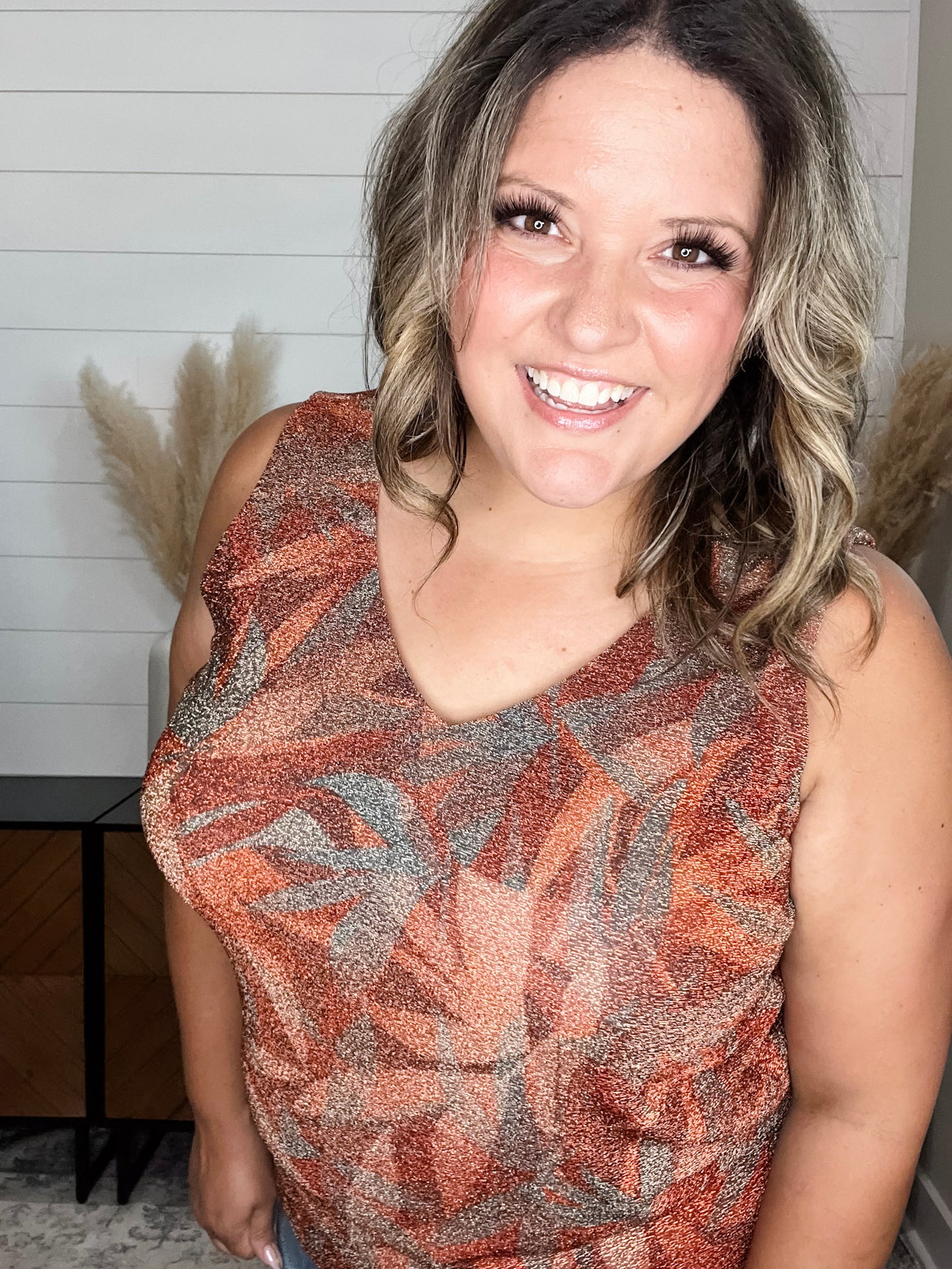 "Stray" Sparkle V Neck Tank Tops