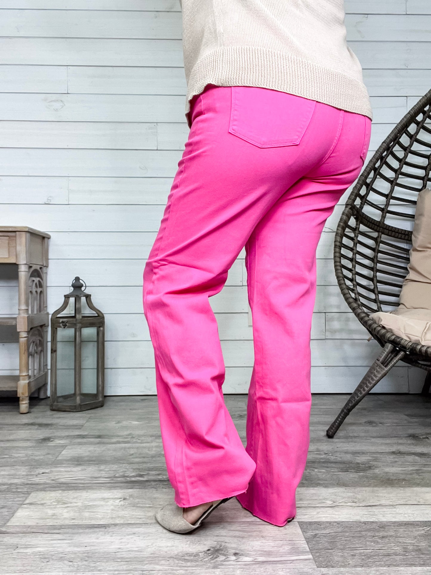 Judy Blue "Where's Ken?" Hot Pink Straight Leg Jeans