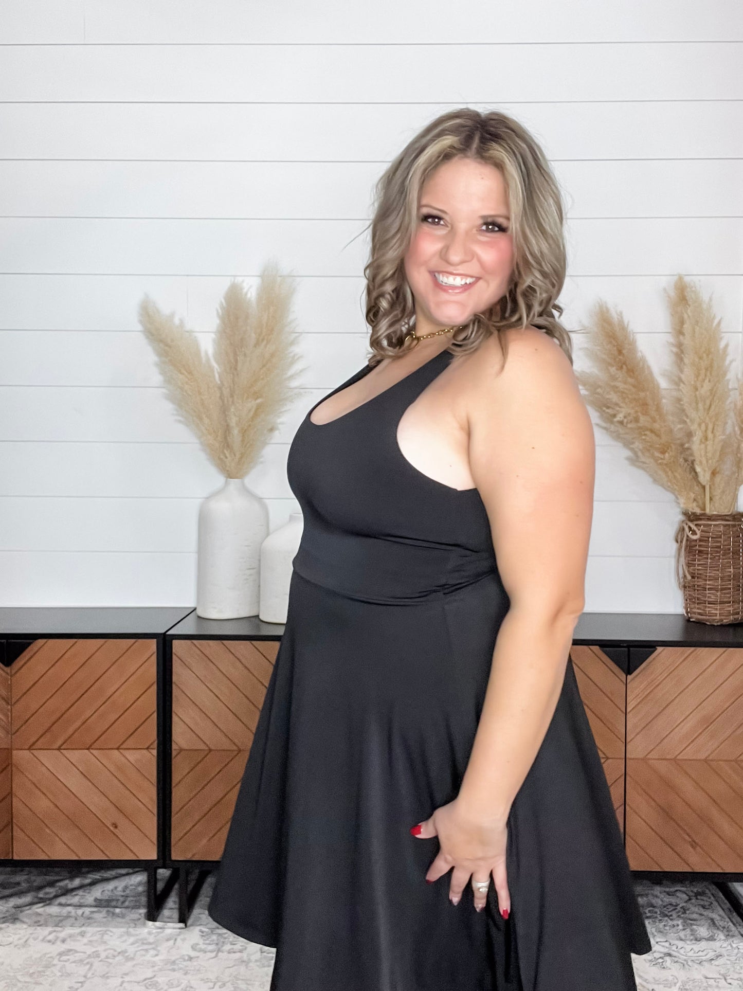 "Darby" Criss Cross Back Dress with Built in Bra