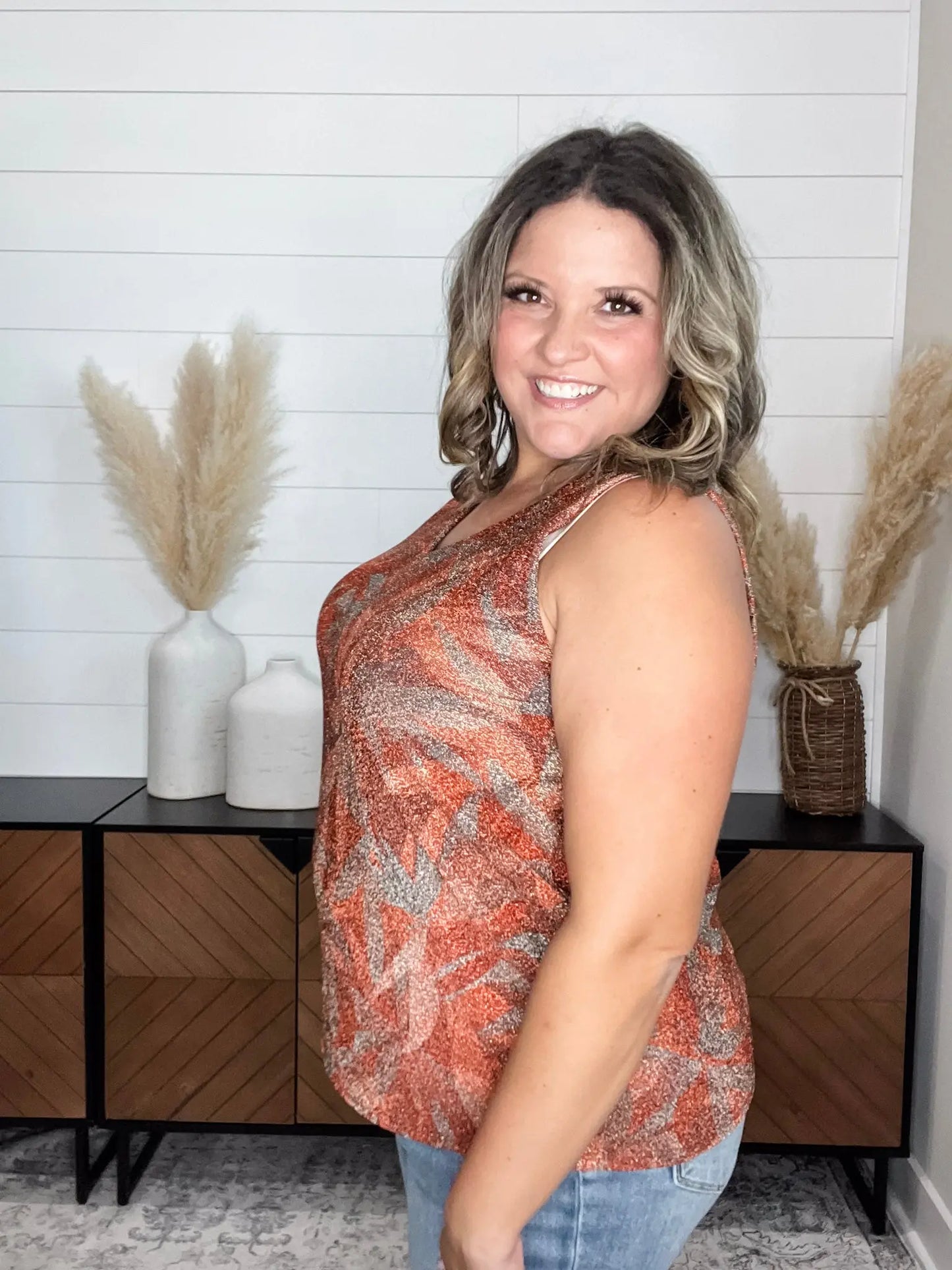 "Stray" Sparkle V Neck Tank Tops